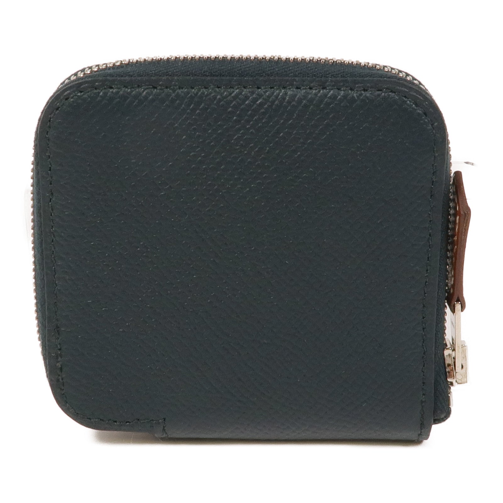 HERMES Epsom皮革Silk'In Change Purse銀扣零錢包Vert Fonce