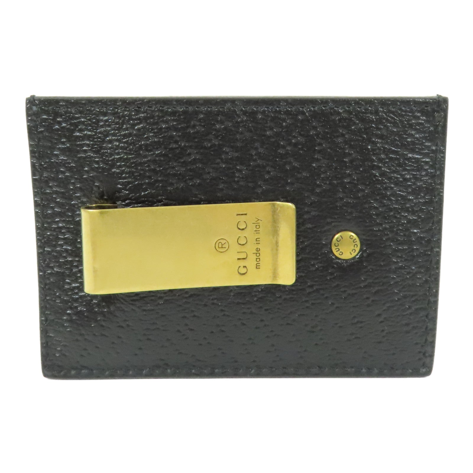 GUCCI GHW GG Marmont Money Clip Card Case Calfskin Leather Black