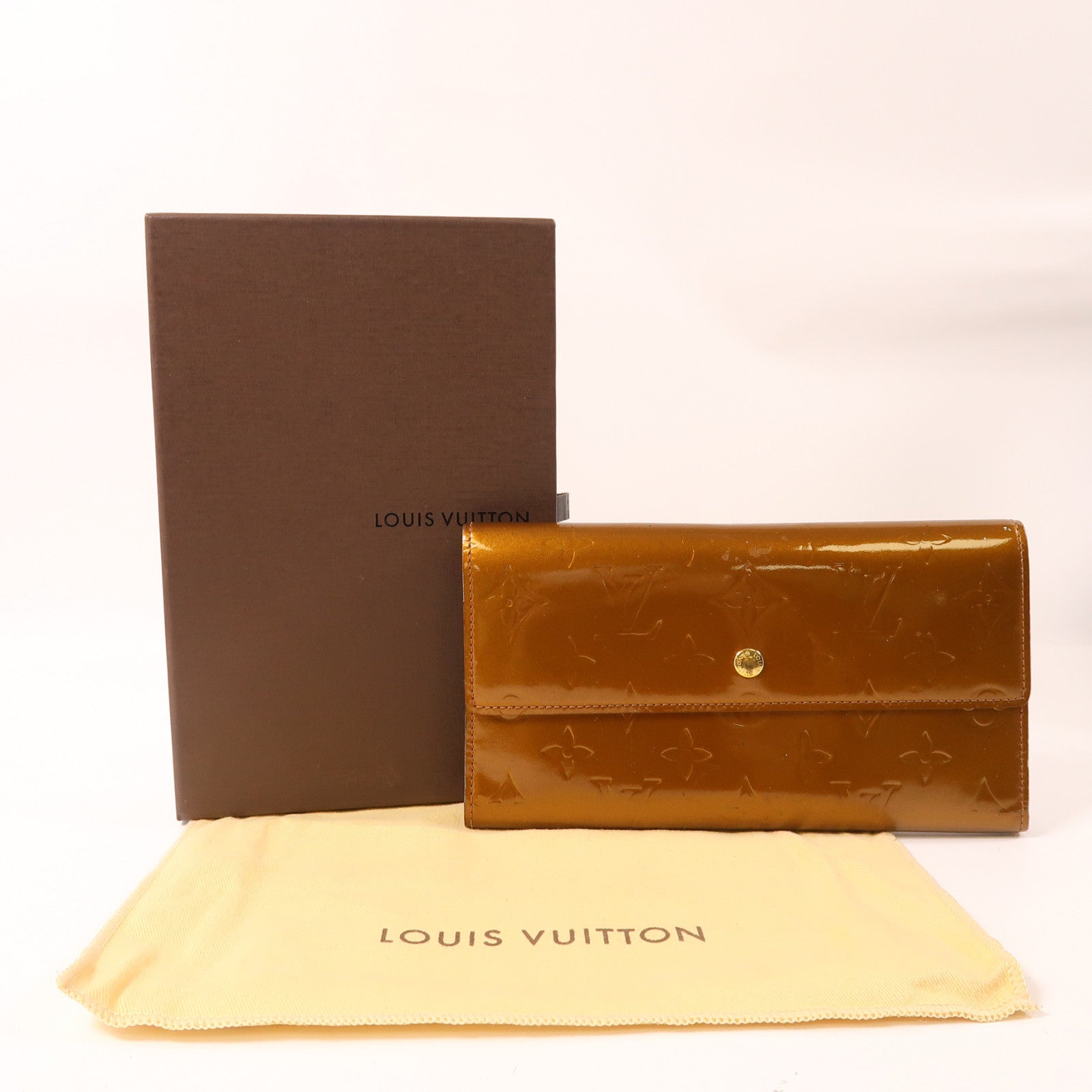 LOUIS VUITTON 【激減優惠】Vernis Long Wallet金扣長錢包啡色