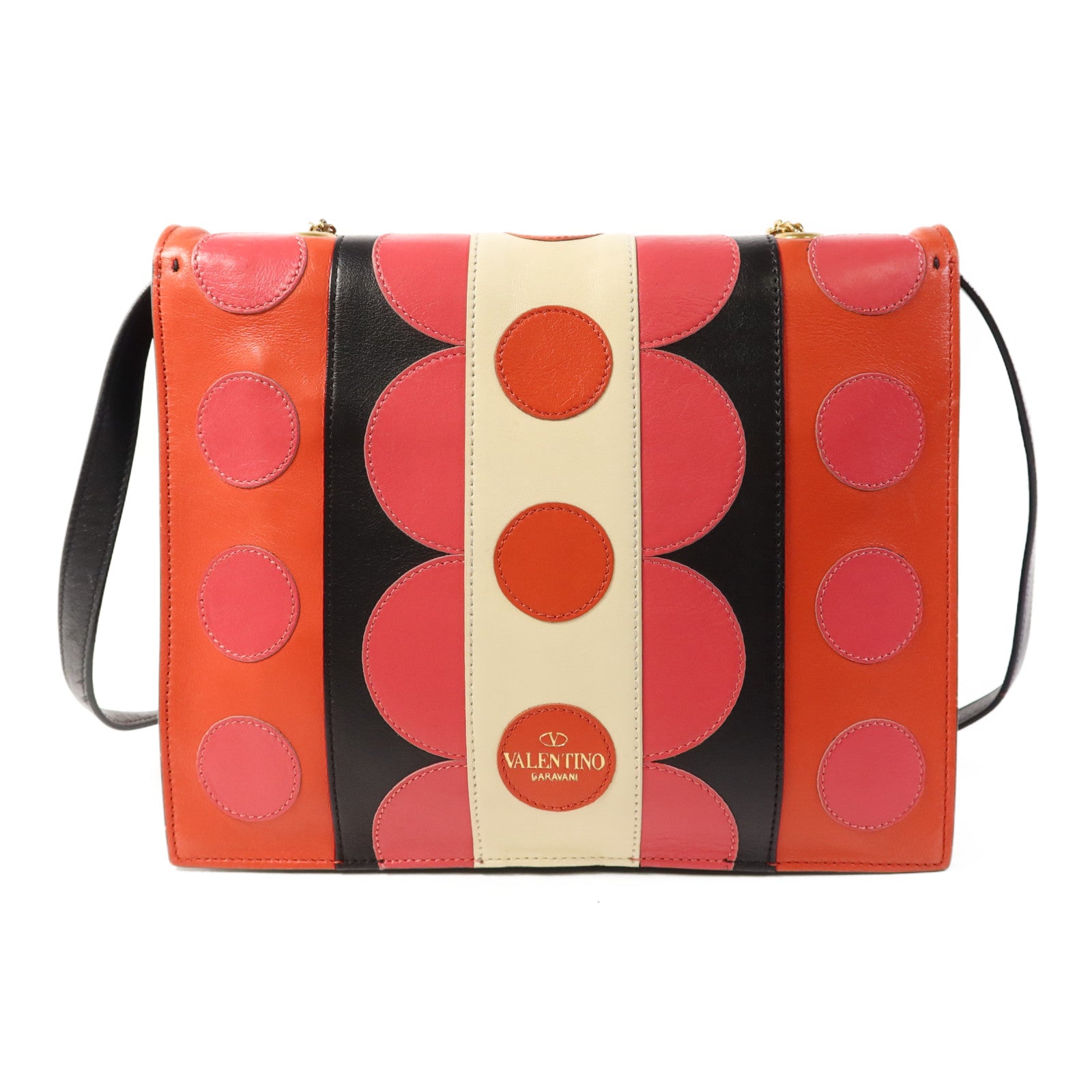 Valentino 牛皮皮革Chain Shoulder金扣手挽肩背兩用袋