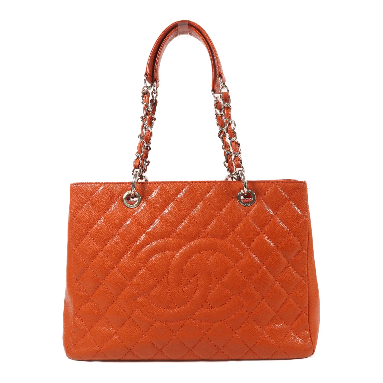 CHANEL 牛皮皮革GST Grand Shopping Tote Bag銀扣鏈帶肩背袋