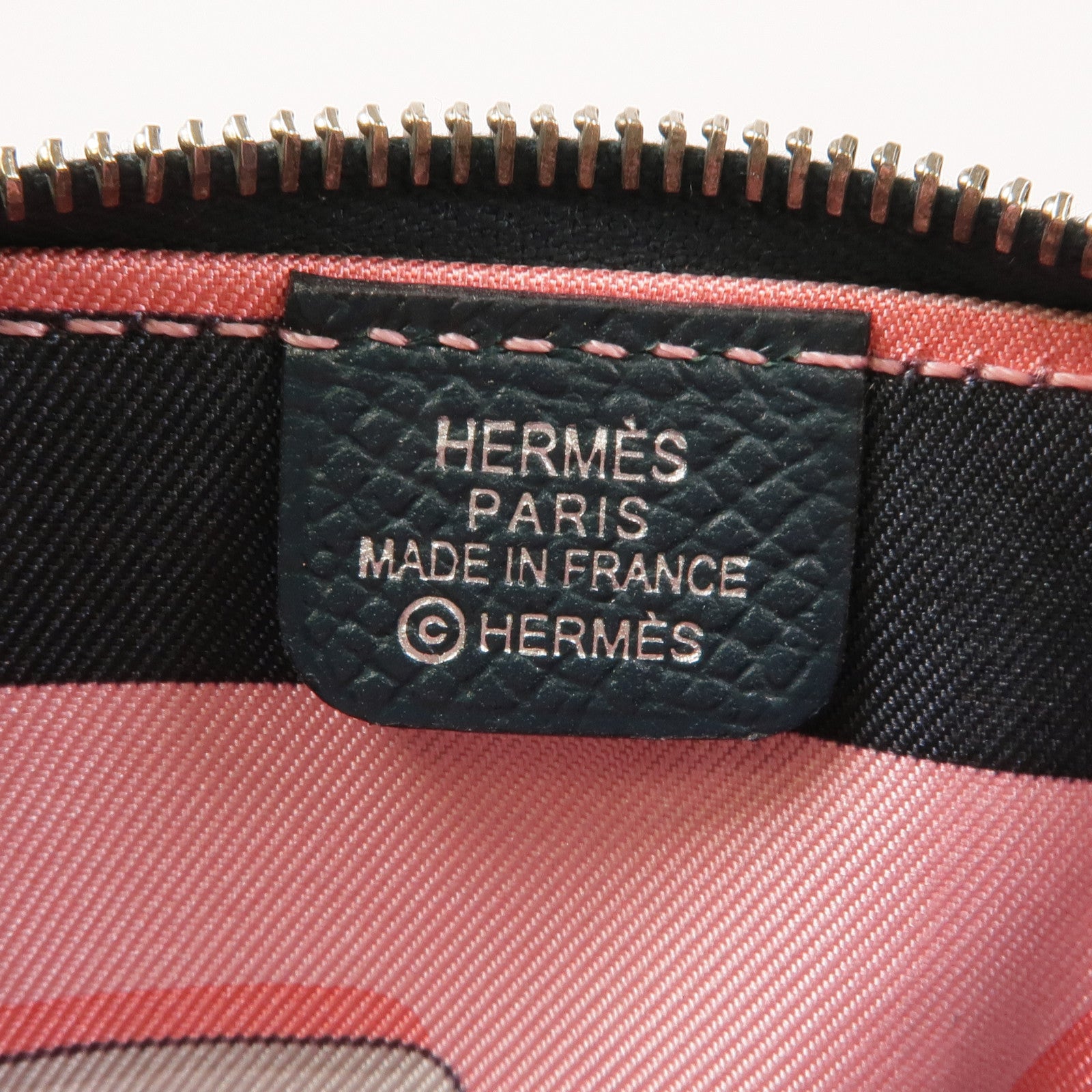 HERMES Epsom皮革Silk'In Change Purse銀扣零錢包Vert Fonce