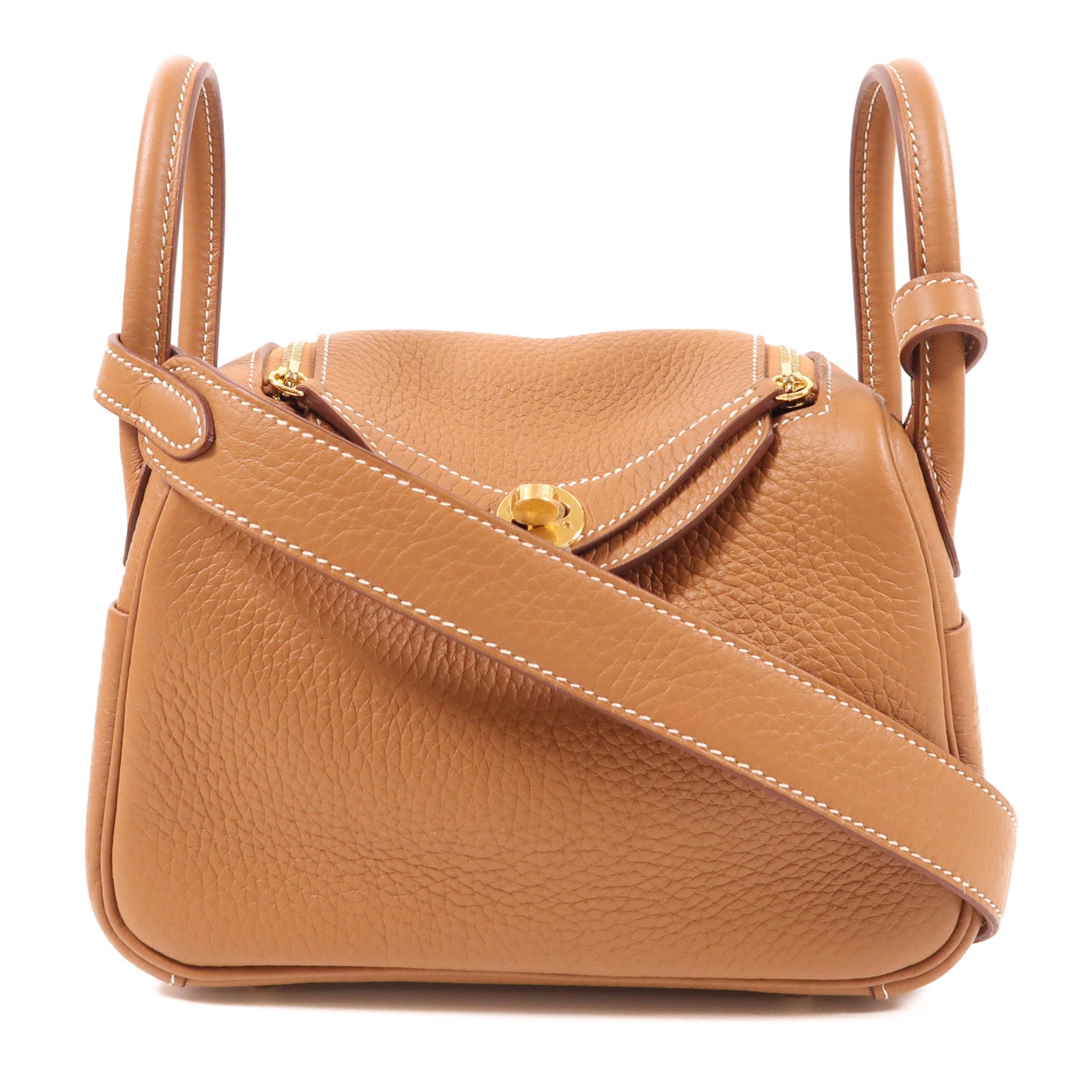 HERMES Clemence皮革Mini Lindy金扣手挽肩背兩用袋