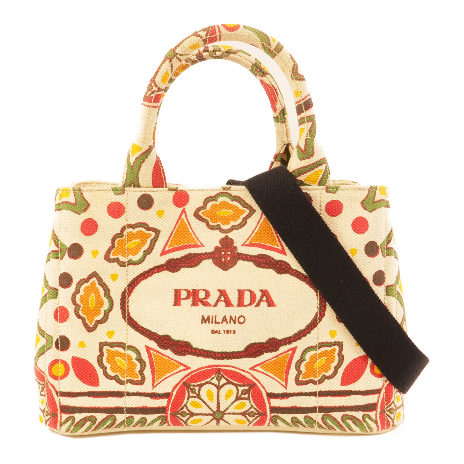 PRADA 帆布Canapa Joy手挽肩背兩用袋