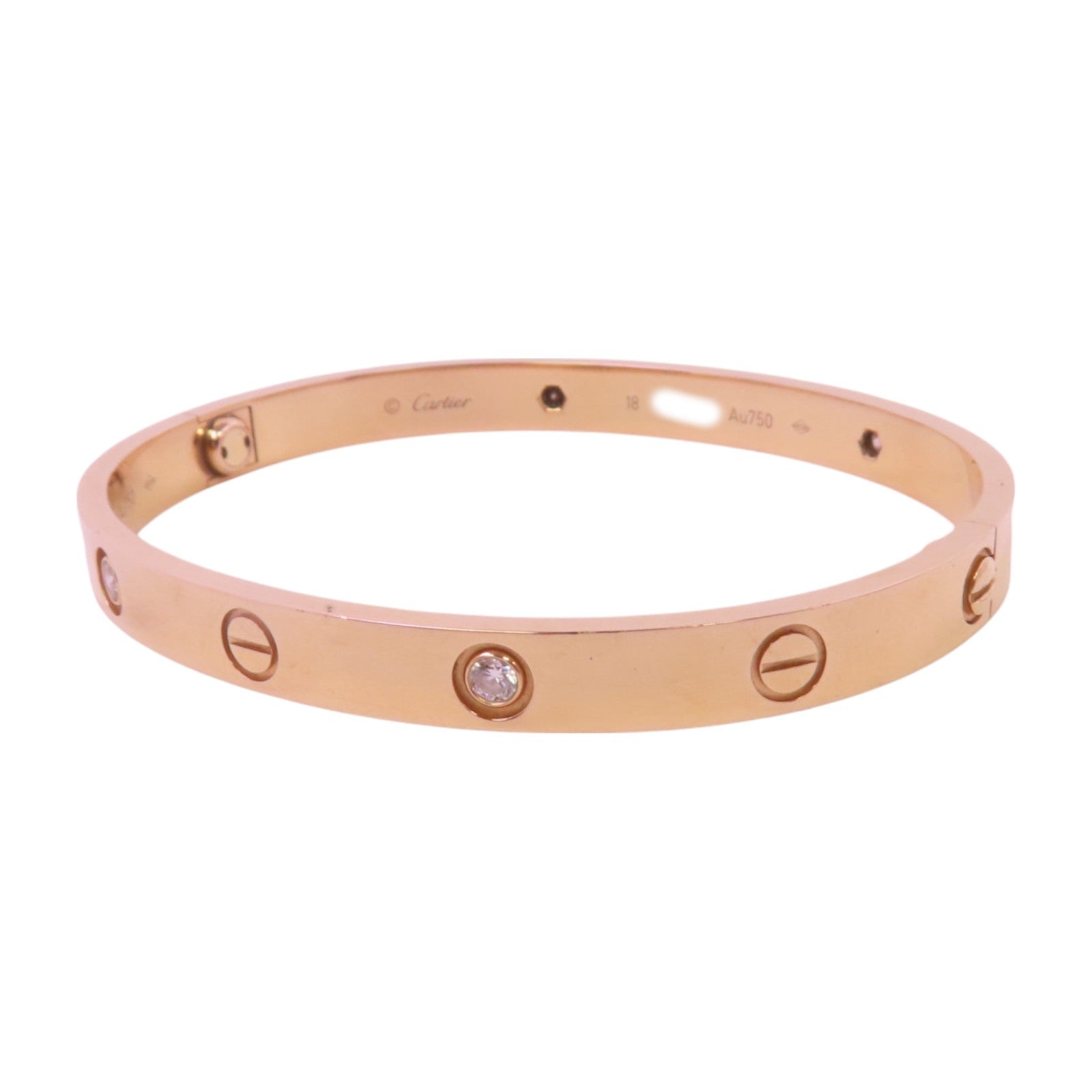 CARTIER 18K玫瑰金Love Bangle 4Diamond鑽石手鐲#18
