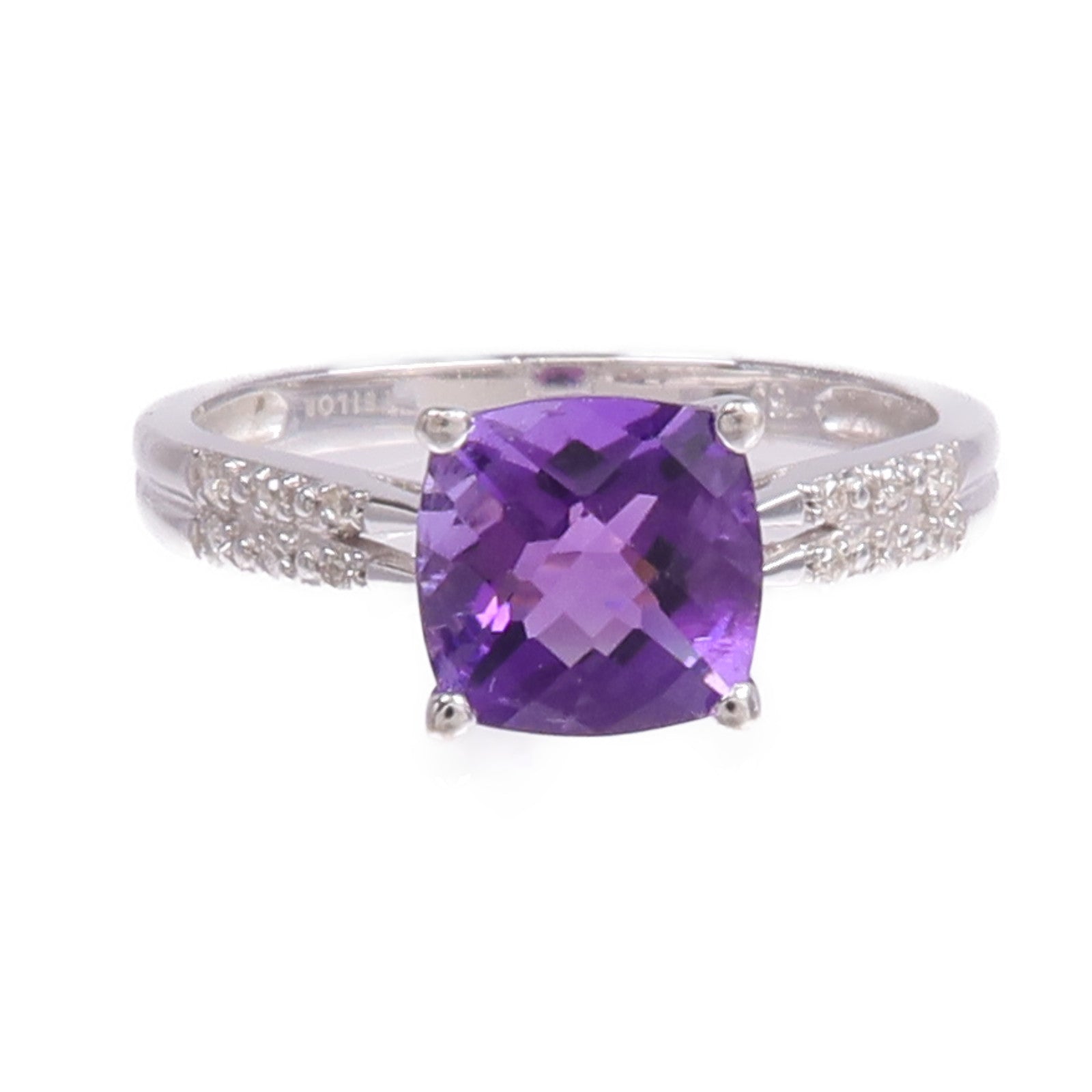 JEWELRY 18K白金Amethyst Diamond Ring紫晶/鑽石戒指US#6.25
