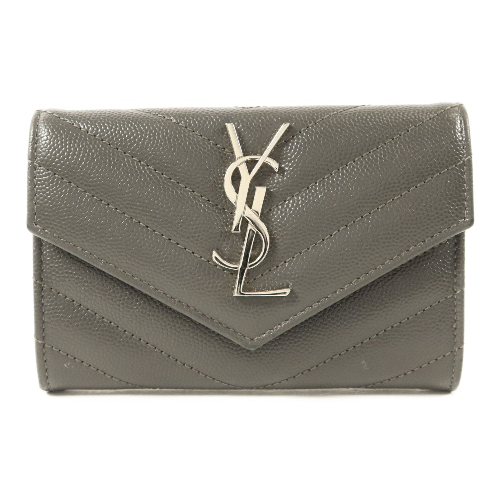 SAINT LAURENT 牛皮皮革Cassandre Matelasse Wallet銀扣錢包