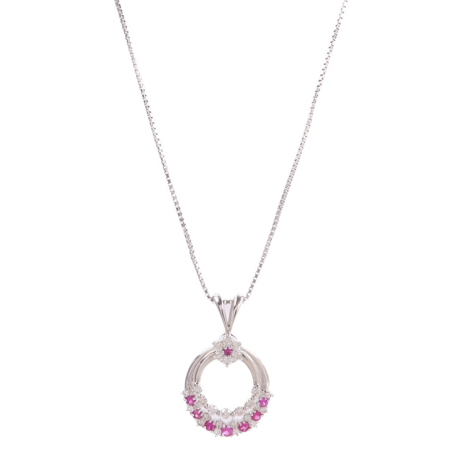 JEWELRY PT900/PT850鉑金Ruby Diamond Necklace紅寶石/鑽石項鍊