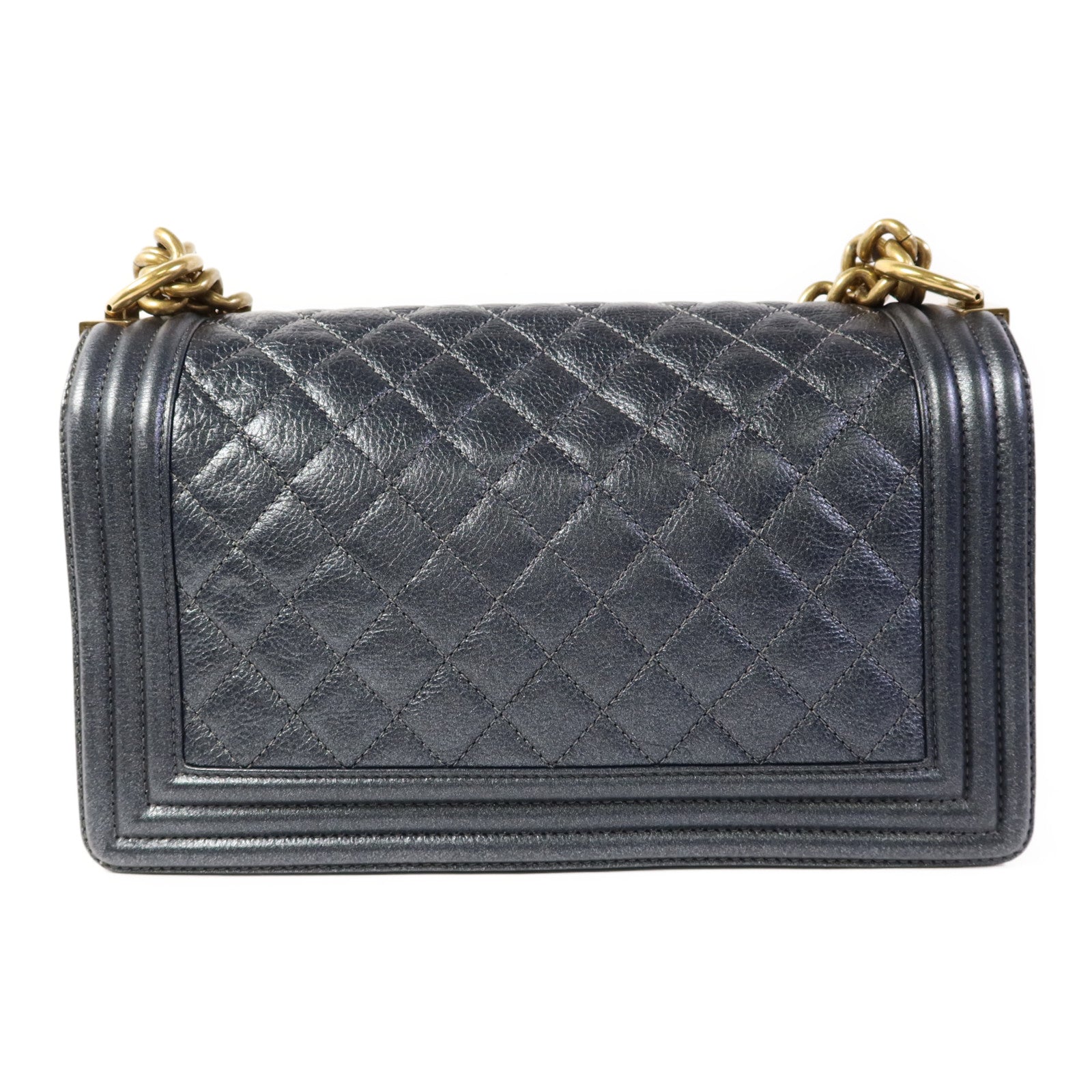 CHANEL 牛皮皮革Boy 25金扣鏈帶肩背袋