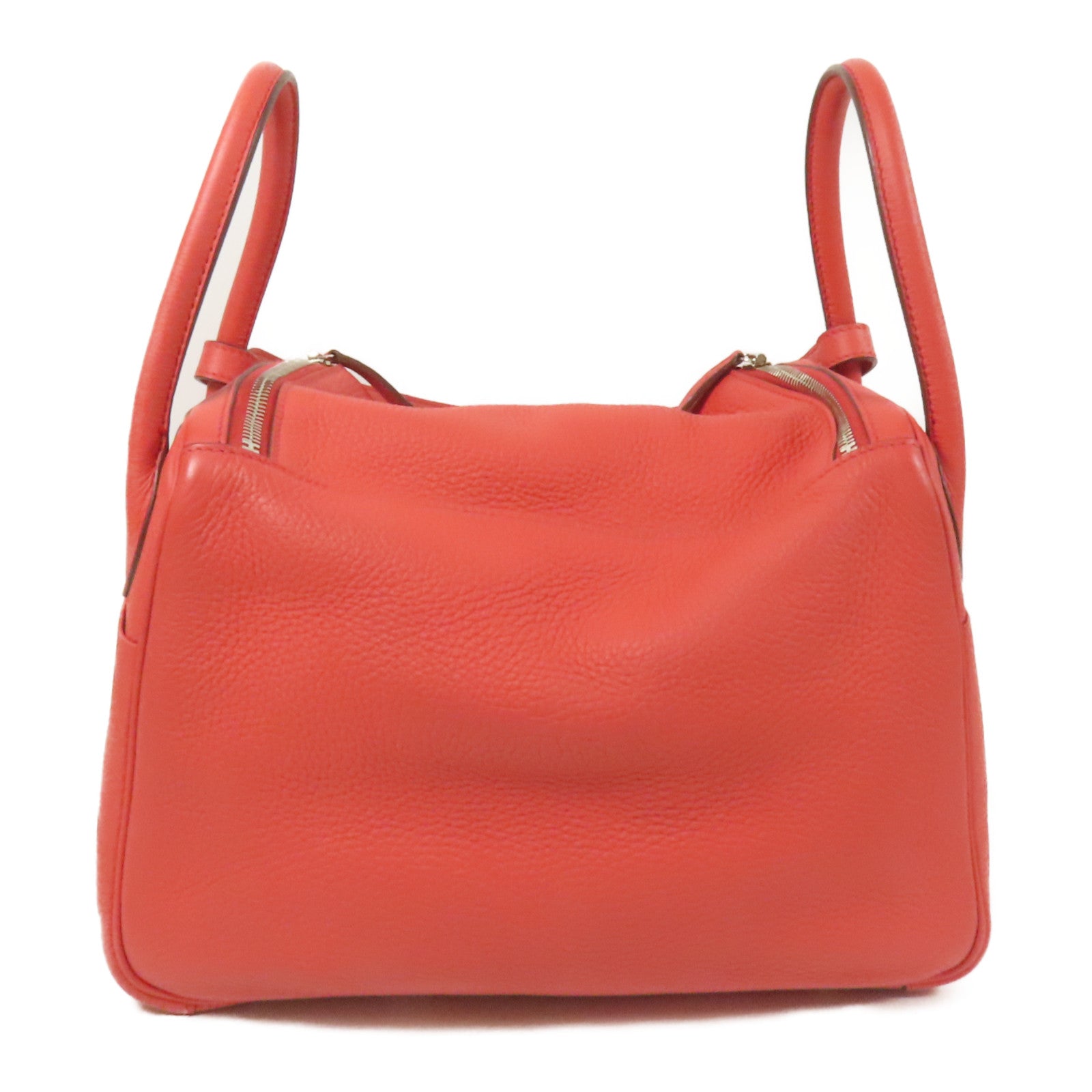 HERMES Clemence皮革Lindy 30銀扣手挽肩背兩用袋Red