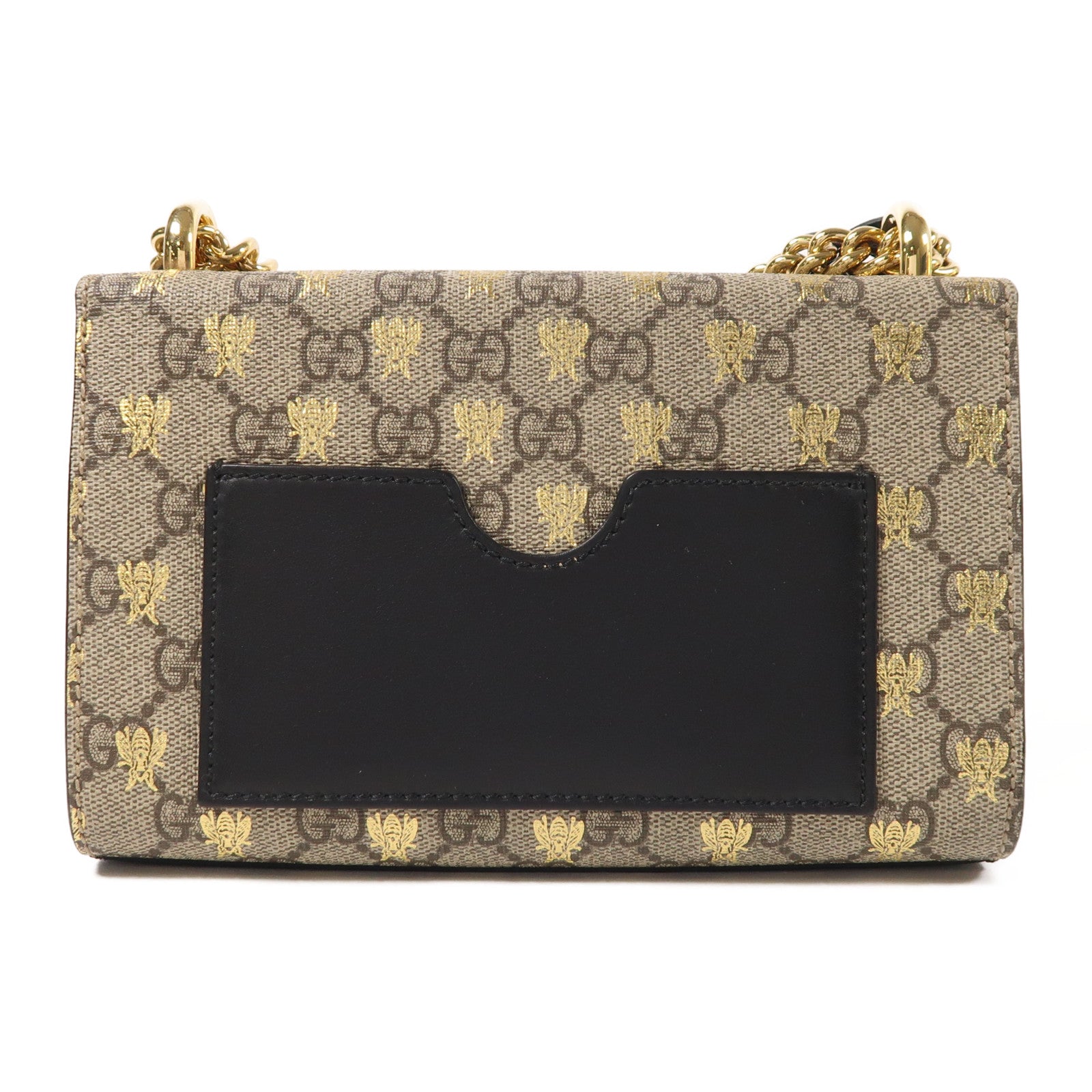 GUCCI 塗層帆布/牛皮皮革Padlock Small金扣鏈帶肩背袋