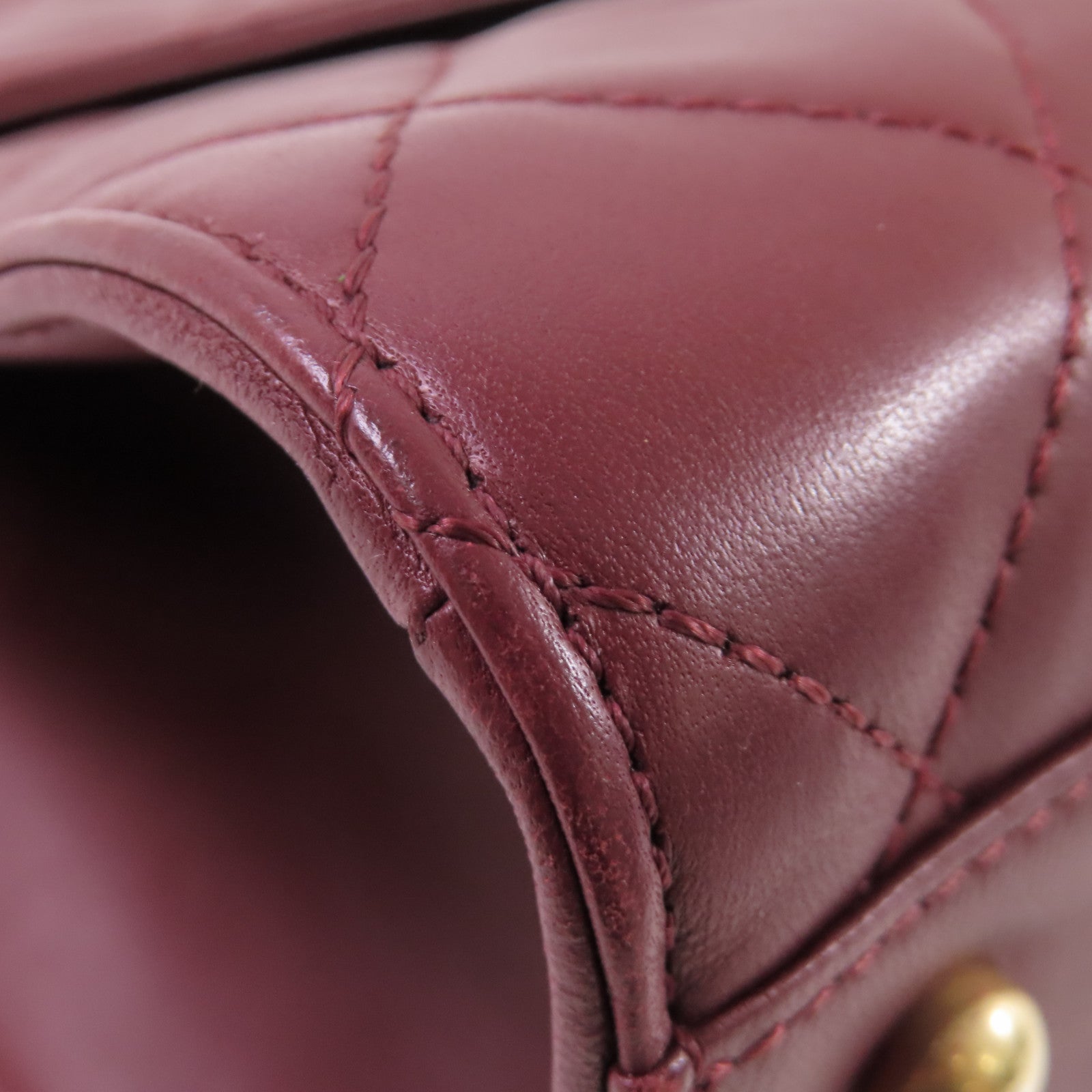 CHANEL 【激減優惠】菱格牛皮皮革Chain Shoulder Bag金扣鏈帶肩背袋酒紅色