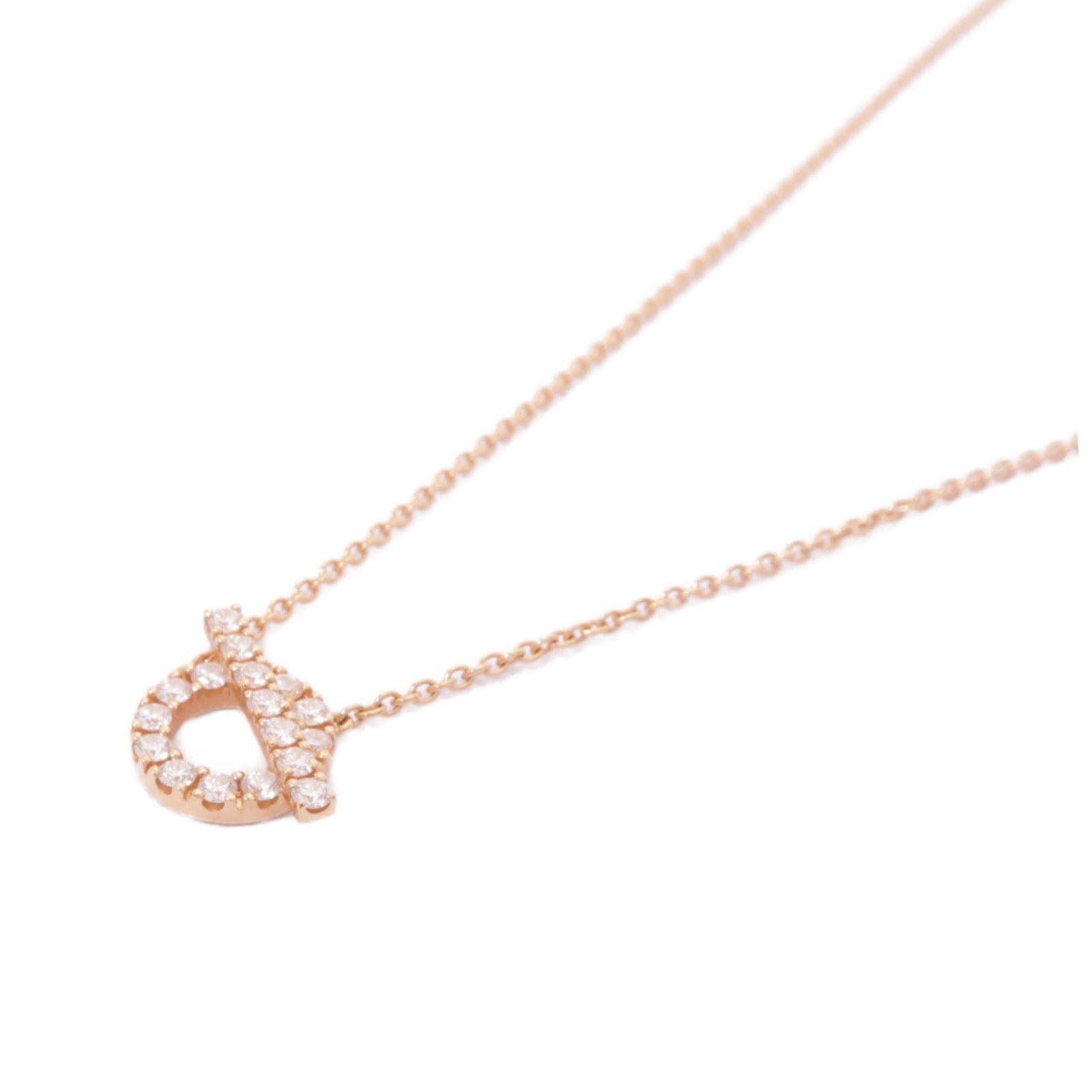 HERMES 18K玫瑰金Finesse Pendant鑽石項鍊