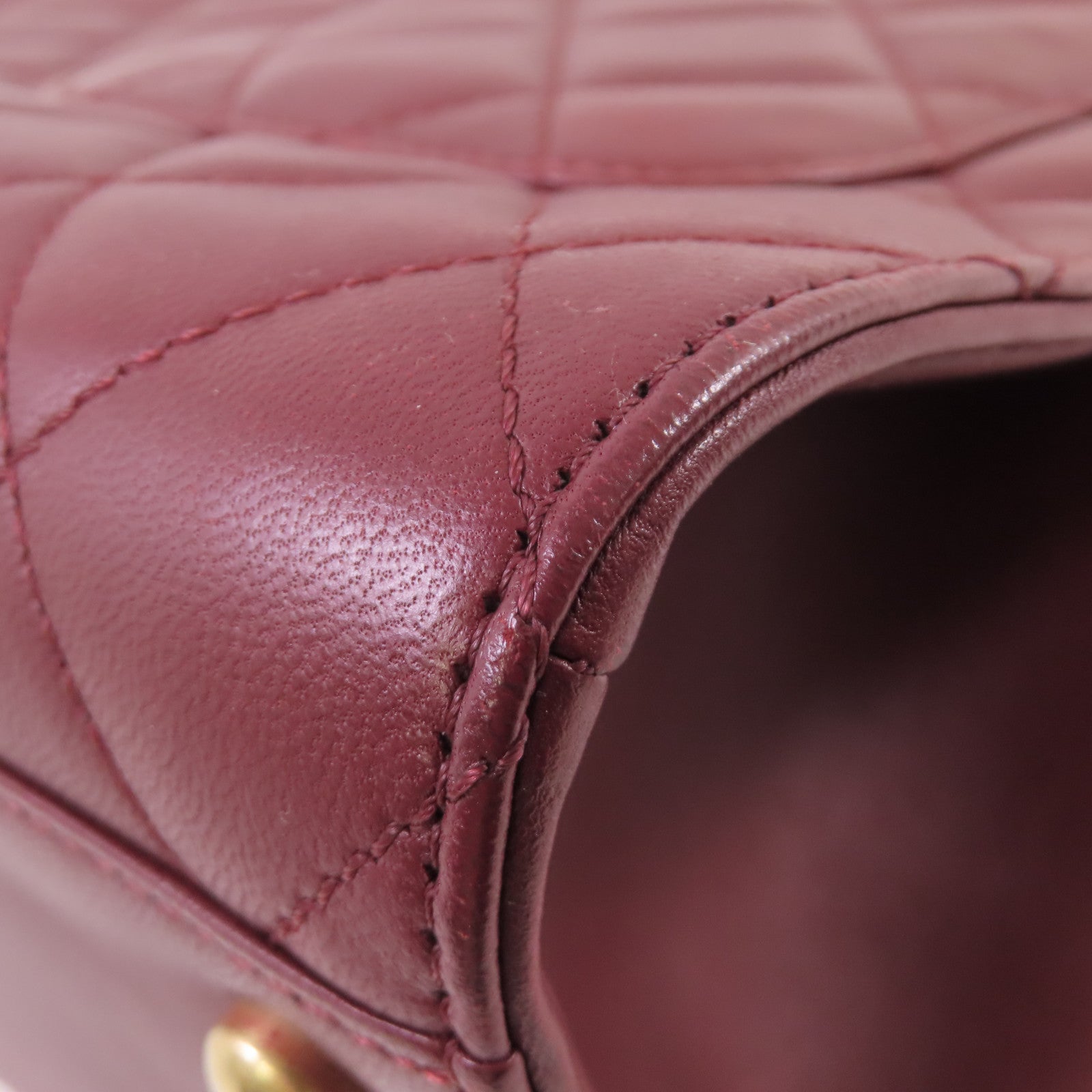 CHANEL 【激減優惠】菱格牛皮皮革Chain Shoulder Bag金扣鏈帶肩背袋酒紅色