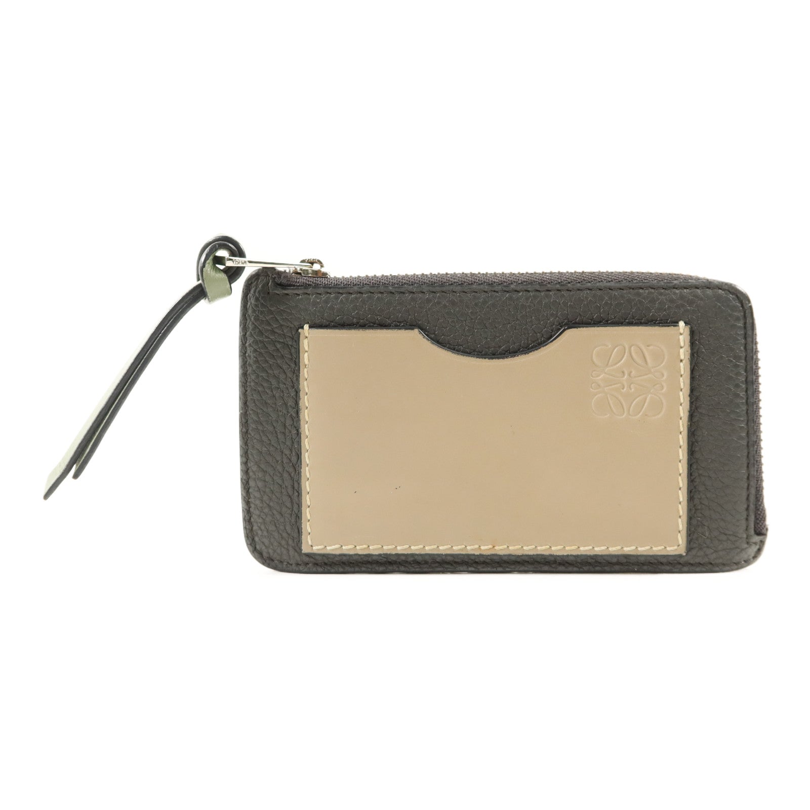 LOEWE 牛皮皮革Card Case銀扣卡片套