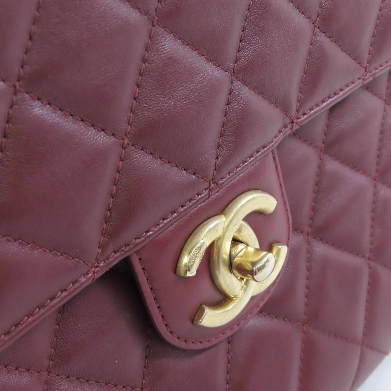 CHANEL 【激減優惠】菱格牛皮皮革Chain Shoulder Bag金扣鏈帶肩背袋酒紅色