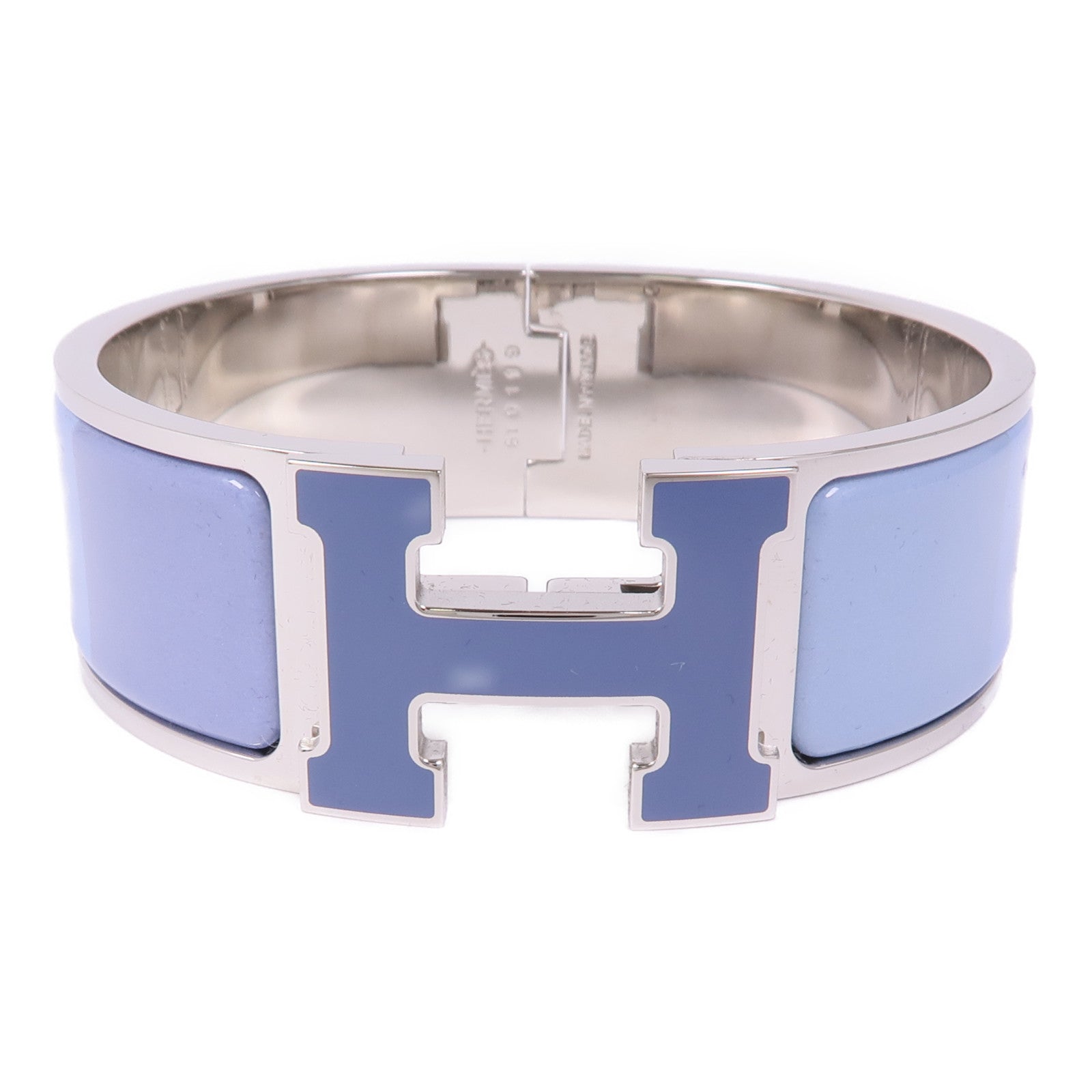 HERMES PHW Clic Clac H Bracelet Metal Enamel Rainbow Bleu