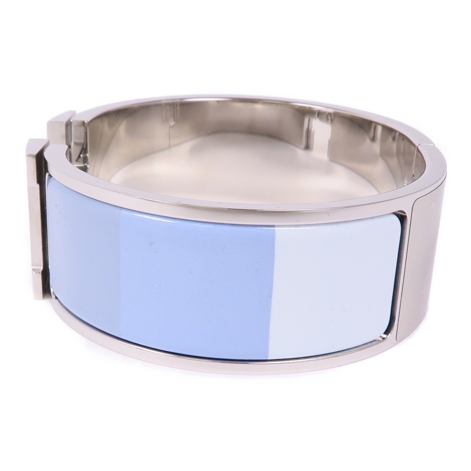 HERMES PHW Clic Clac H Bracelet Metal Enamel Rainbow Bleu