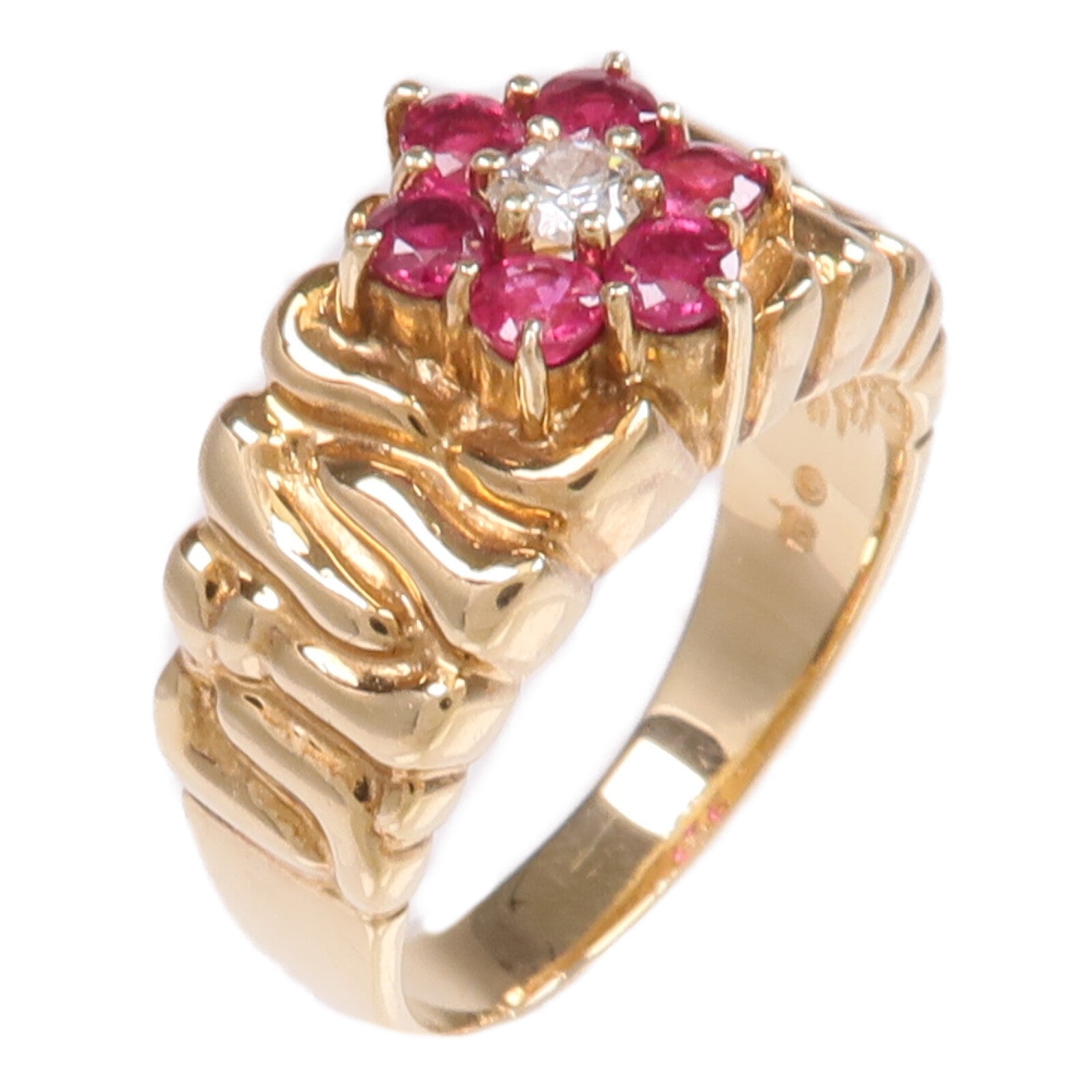 JEWELRY 14K黃金Ruby Diamond Ring紅寶石/鑽石戒指US#6