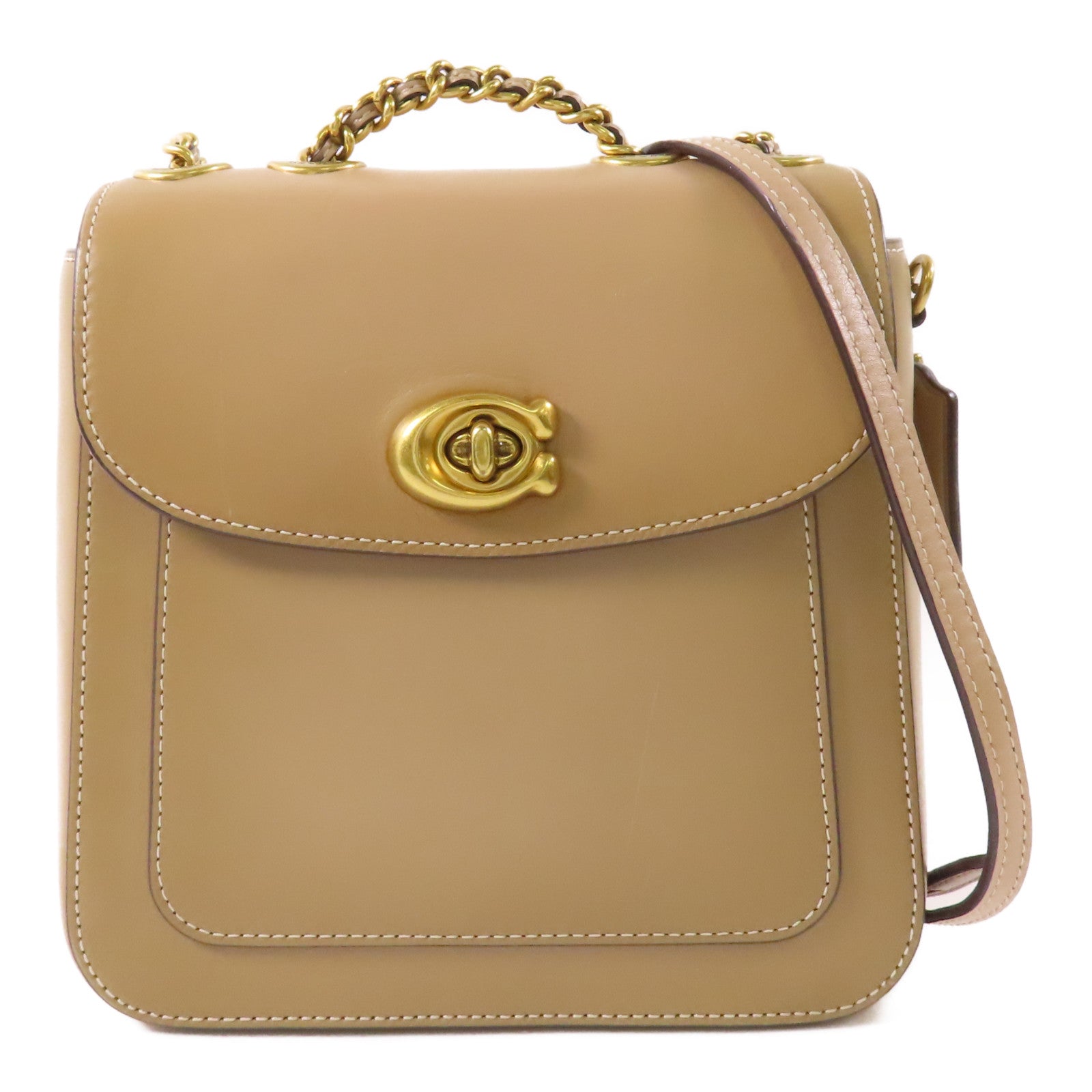 COACH 牛皮皮革Backpack金扣鏈帶背包