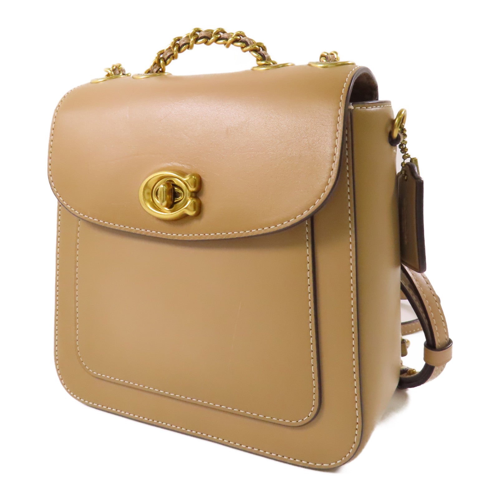 COACH 牛皮皮革Backpack金扣鏈帶背包