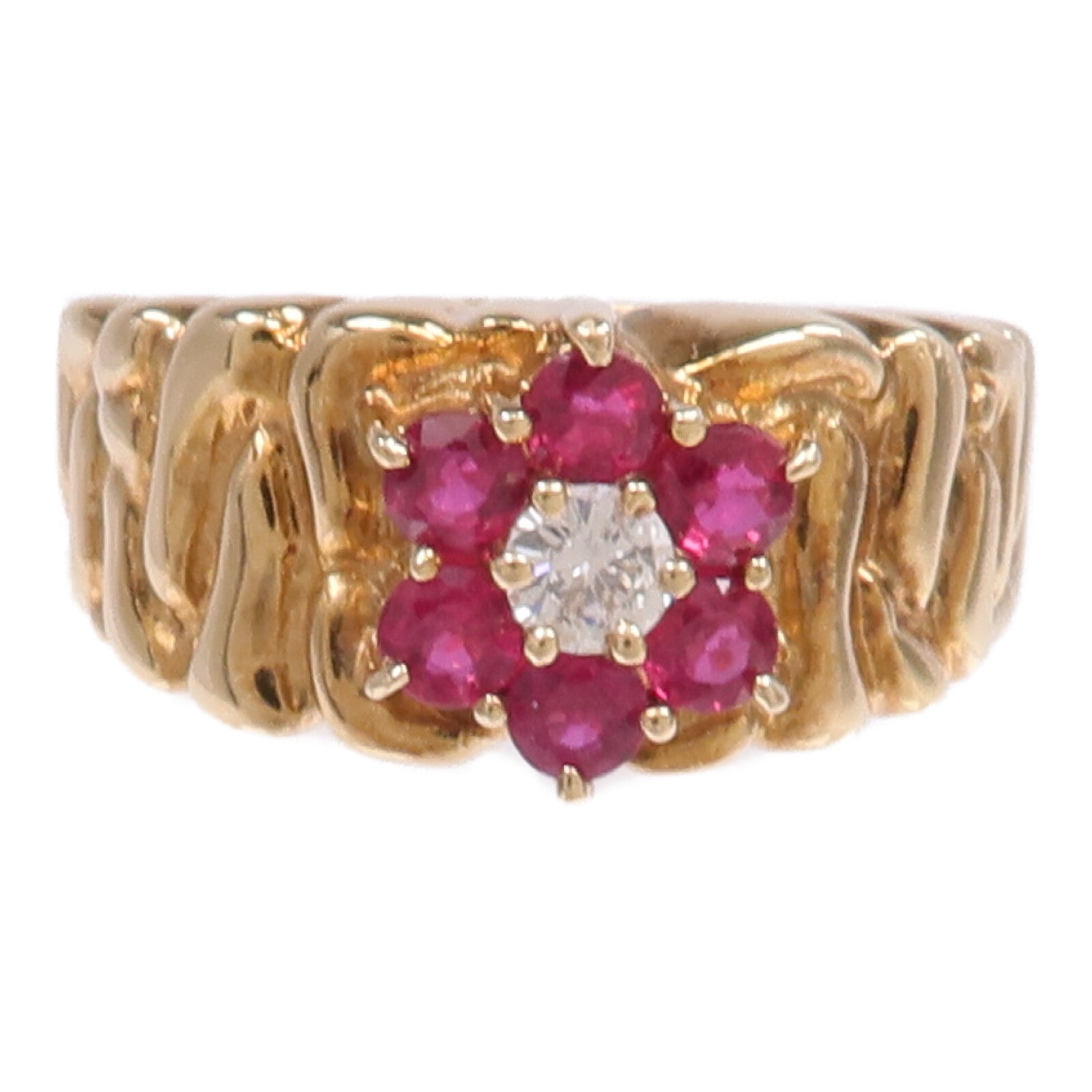JEWELRY 14K黃金Ruby Diamond Ring紅寶石/鑽石戒指US#6