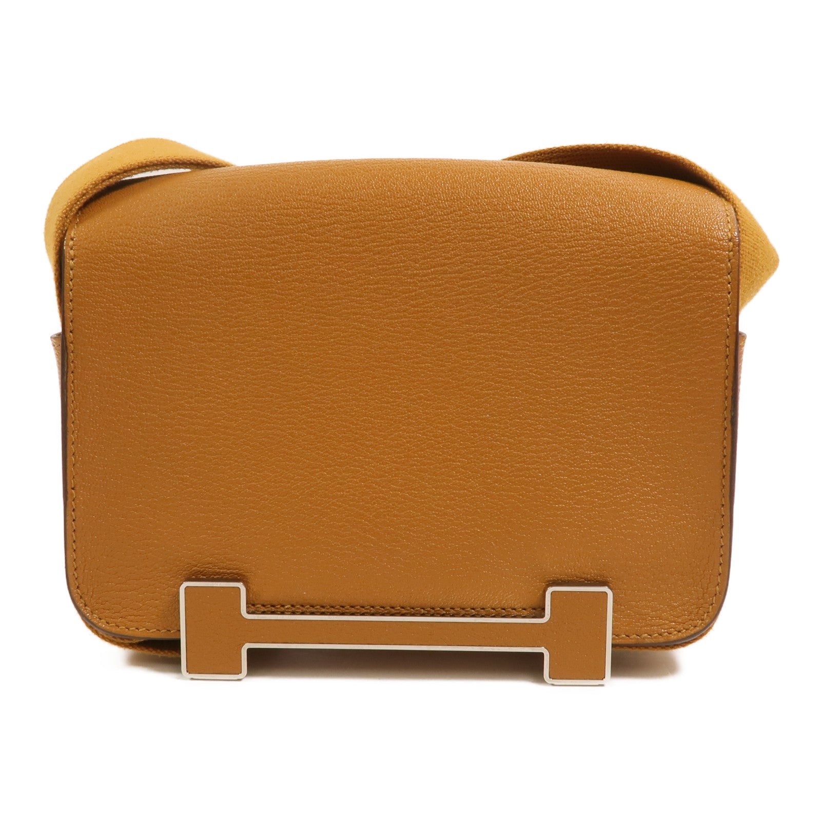 HERMES Chevre皮革Geta肩背袋Caramel