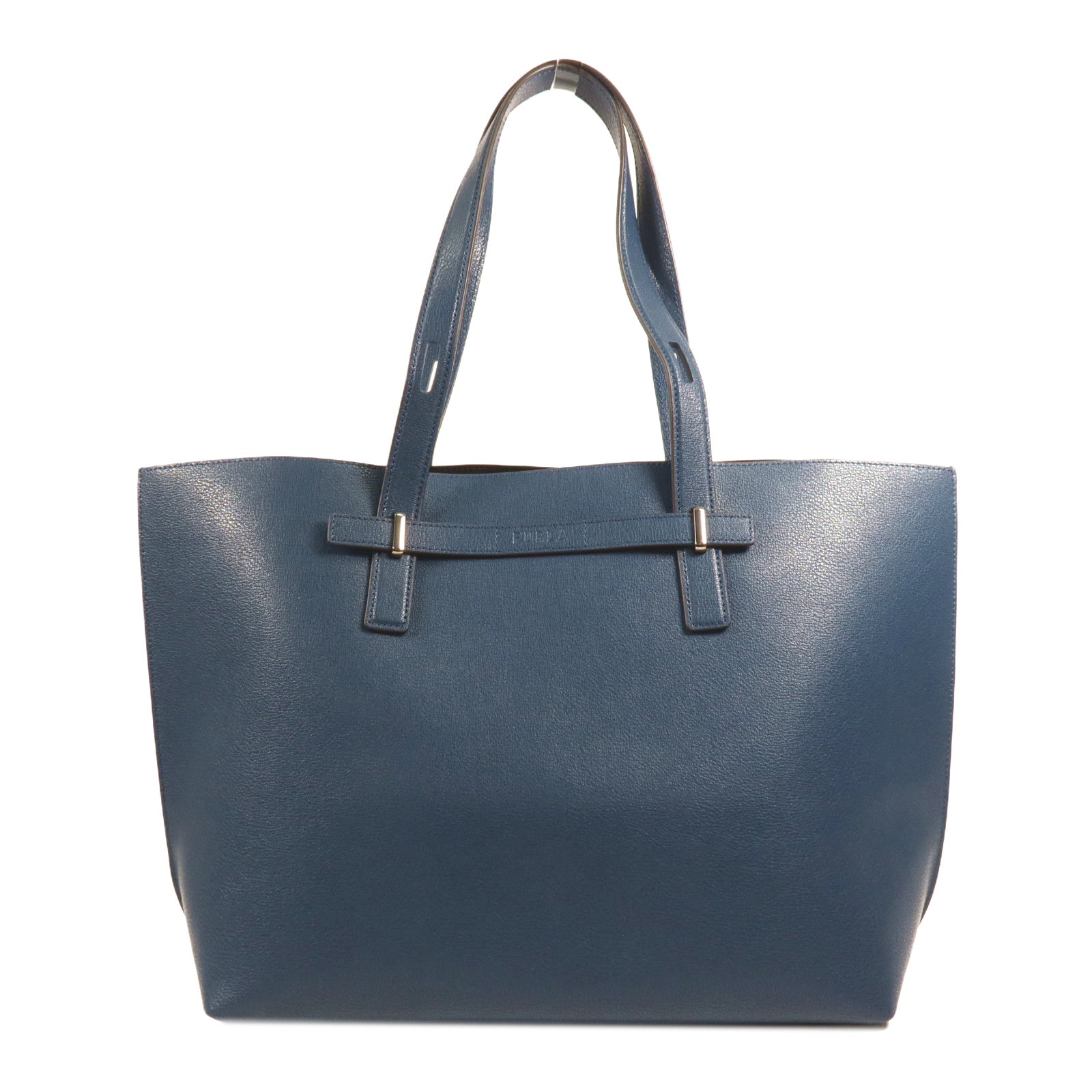 Furla 牛皮皮革Tote Bag銀扣肩背袋