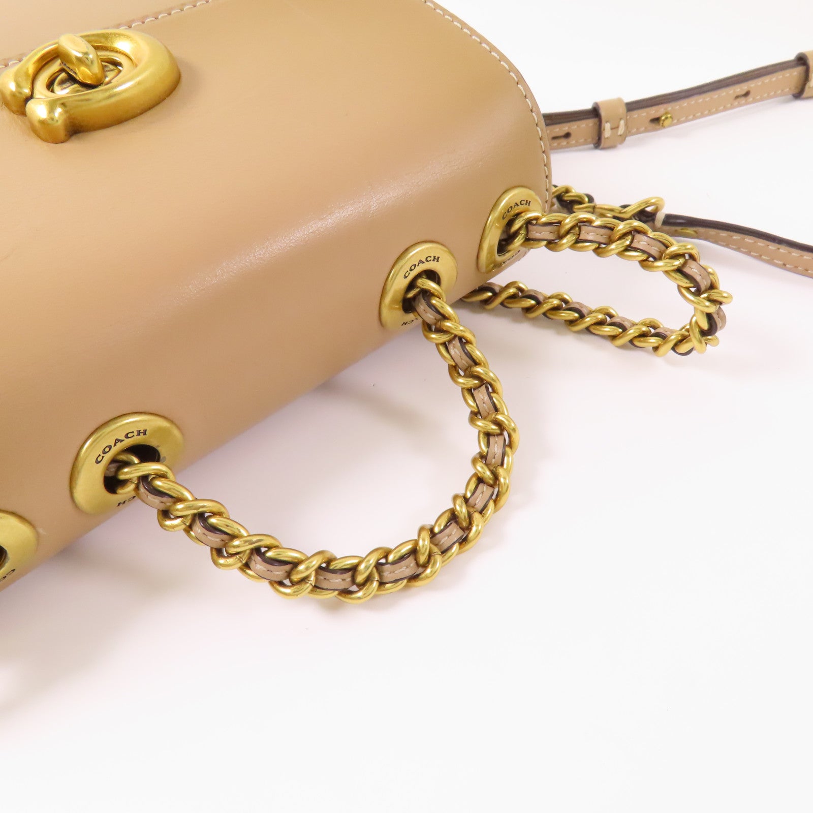 COACH 牛皮皮革Backpack金扣鏈帶背包