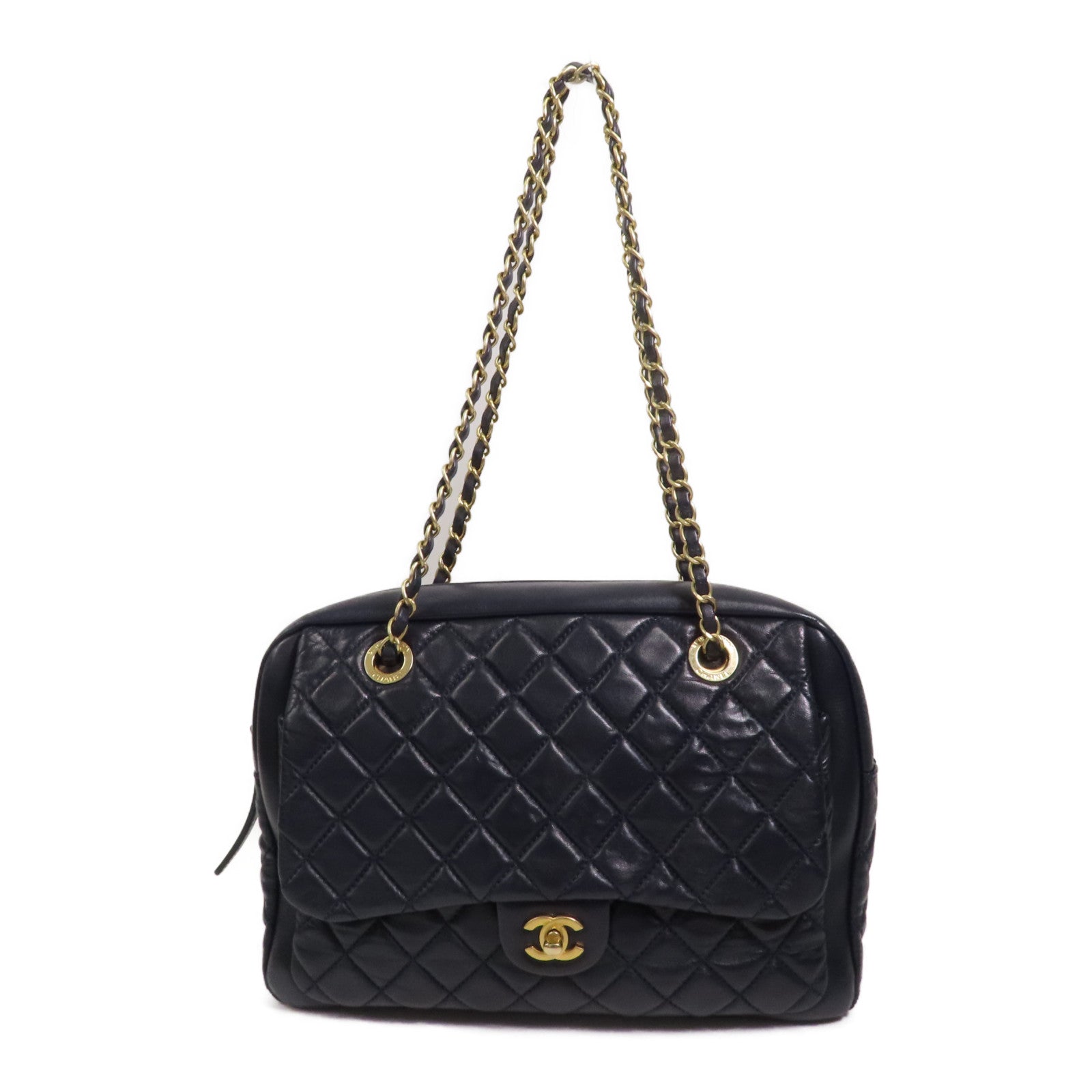 CHANEL 牛皮皮革Shoulder Bag金扣肩背包