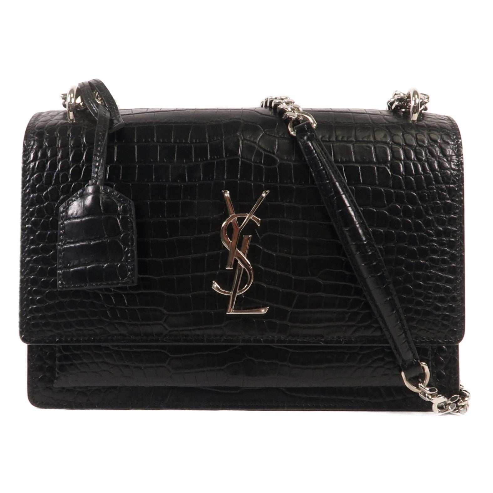 SAINT LAURENT 牛皮皮革Shoulder Bag銀扣肩背袋