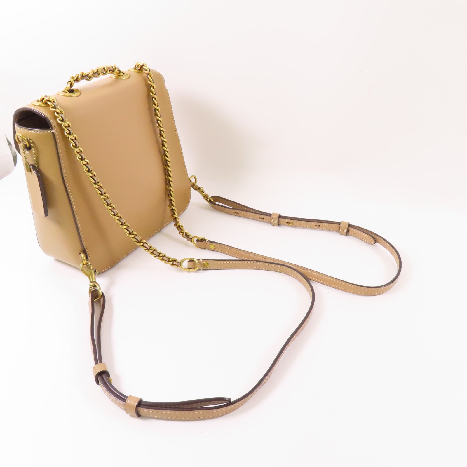 COACH 牛皮皮革Backpack金扣鏈帶背包