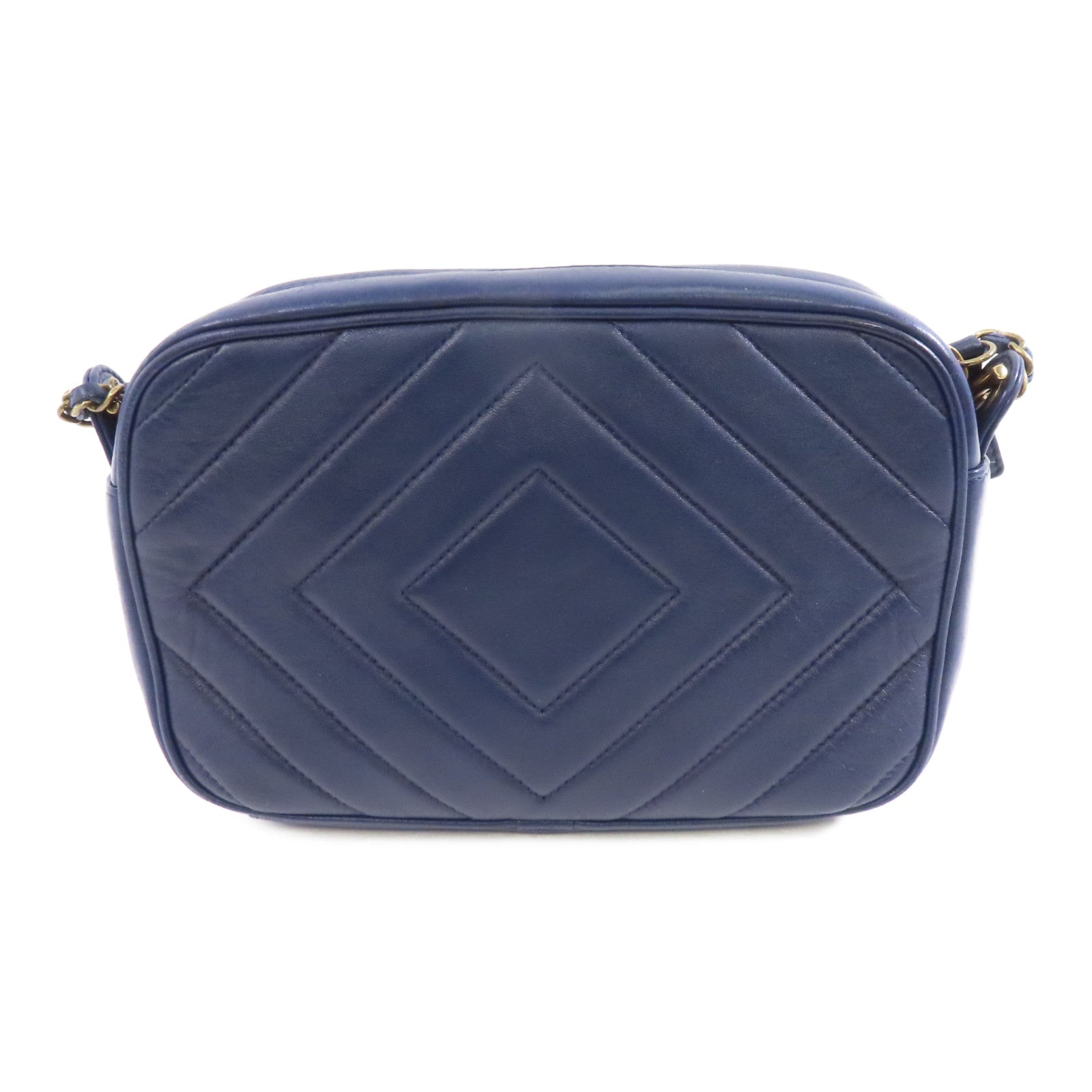 CHANEL 【激減優惠】斜紋牛皮皮革Chain Shoulder Bag金扣鏈帶肩背袋藍色