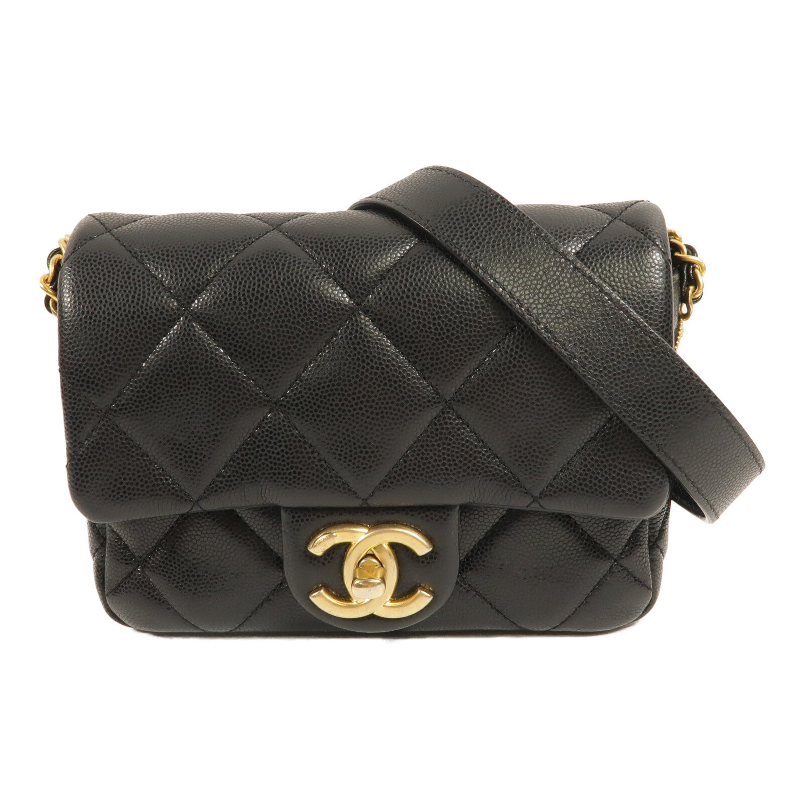 CHANEL 牛皮皮革Mini Flap Bag鏈帶肩背袋