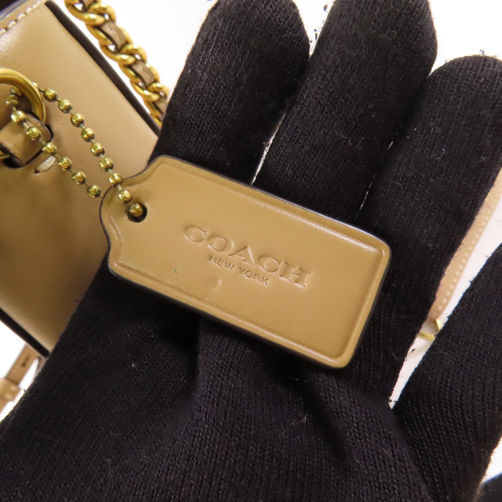 COACH 牛皮皮革Backpack金扣鏈帶背包