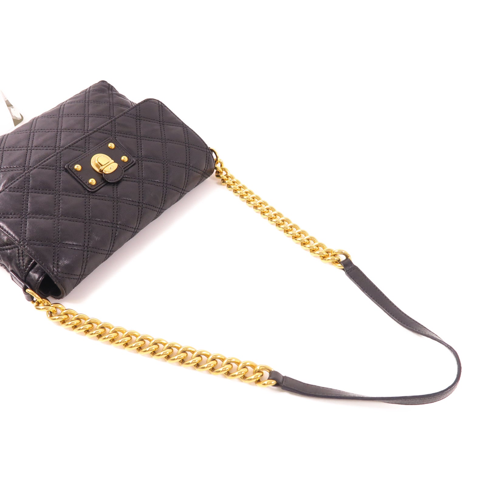 MARC JACOBS 牛皮皮革Chain Shoulder金扣鏈帶肩背袋