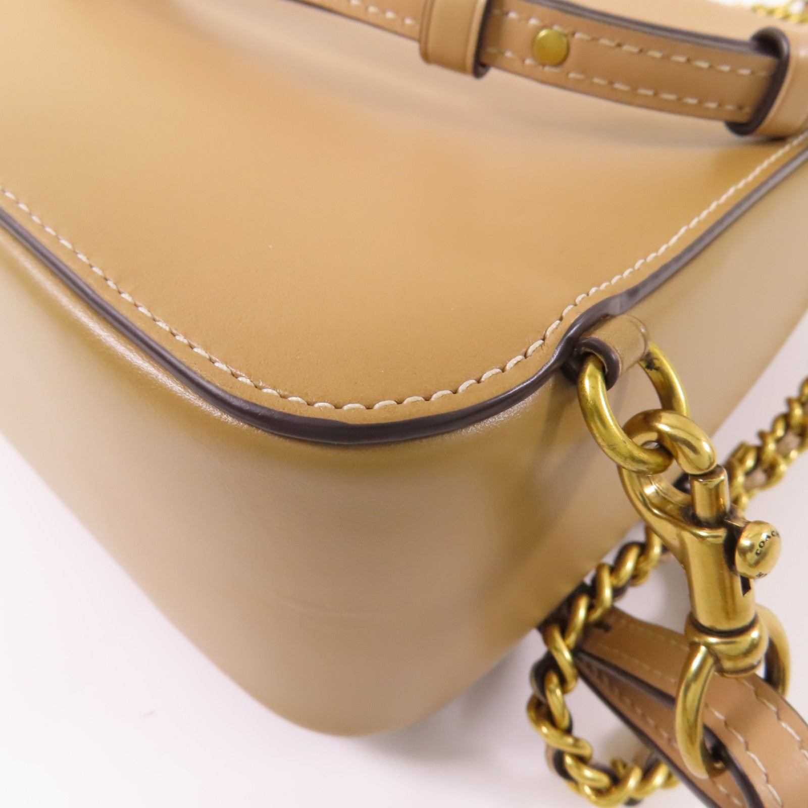 COACH 牛皮皮革Backpack金扣鏈帶背包