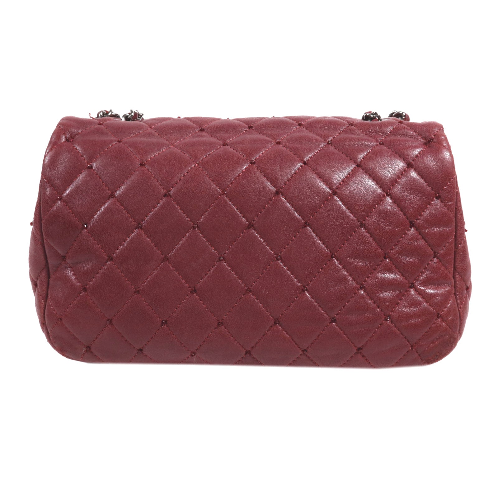 CHANEL 牛皮皮革Chain Shoulder銀扣鏈帶肩背袋