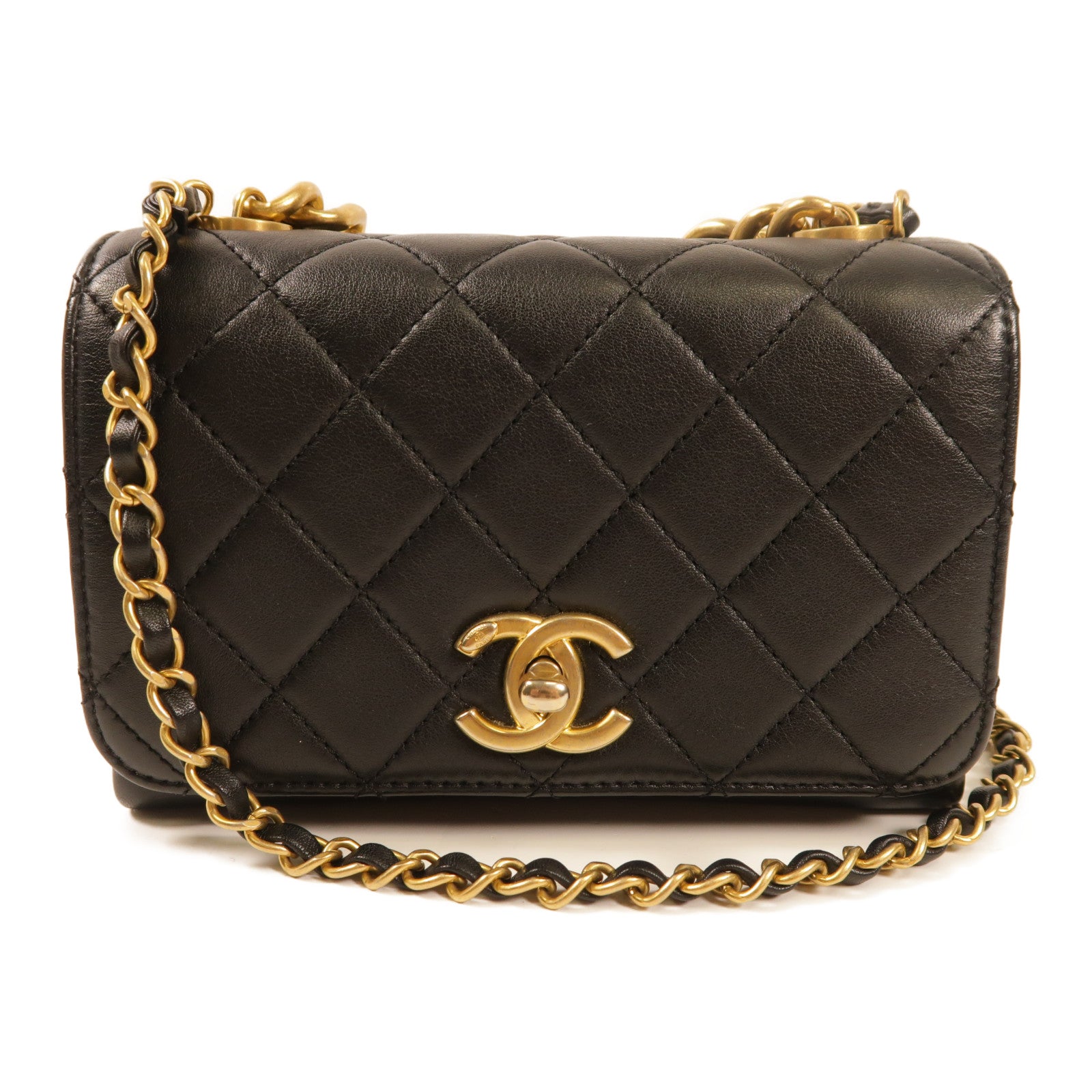 CHANEL 羊皮皮革2 way Shoulder金扣手挽肩背兩用袋