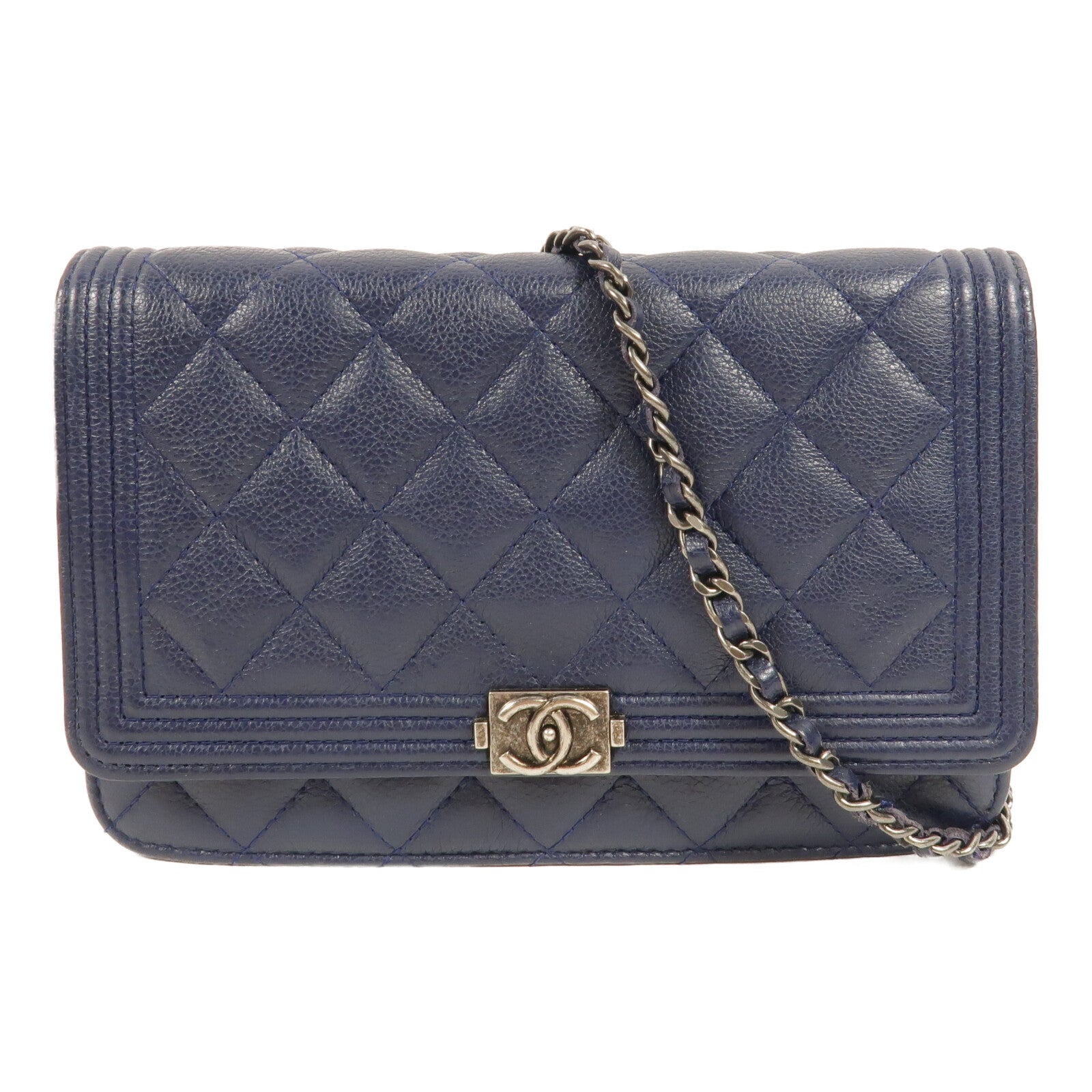 CHANEL 牛皮皮革Boy Wallet On Chain鏈帶肩背袋