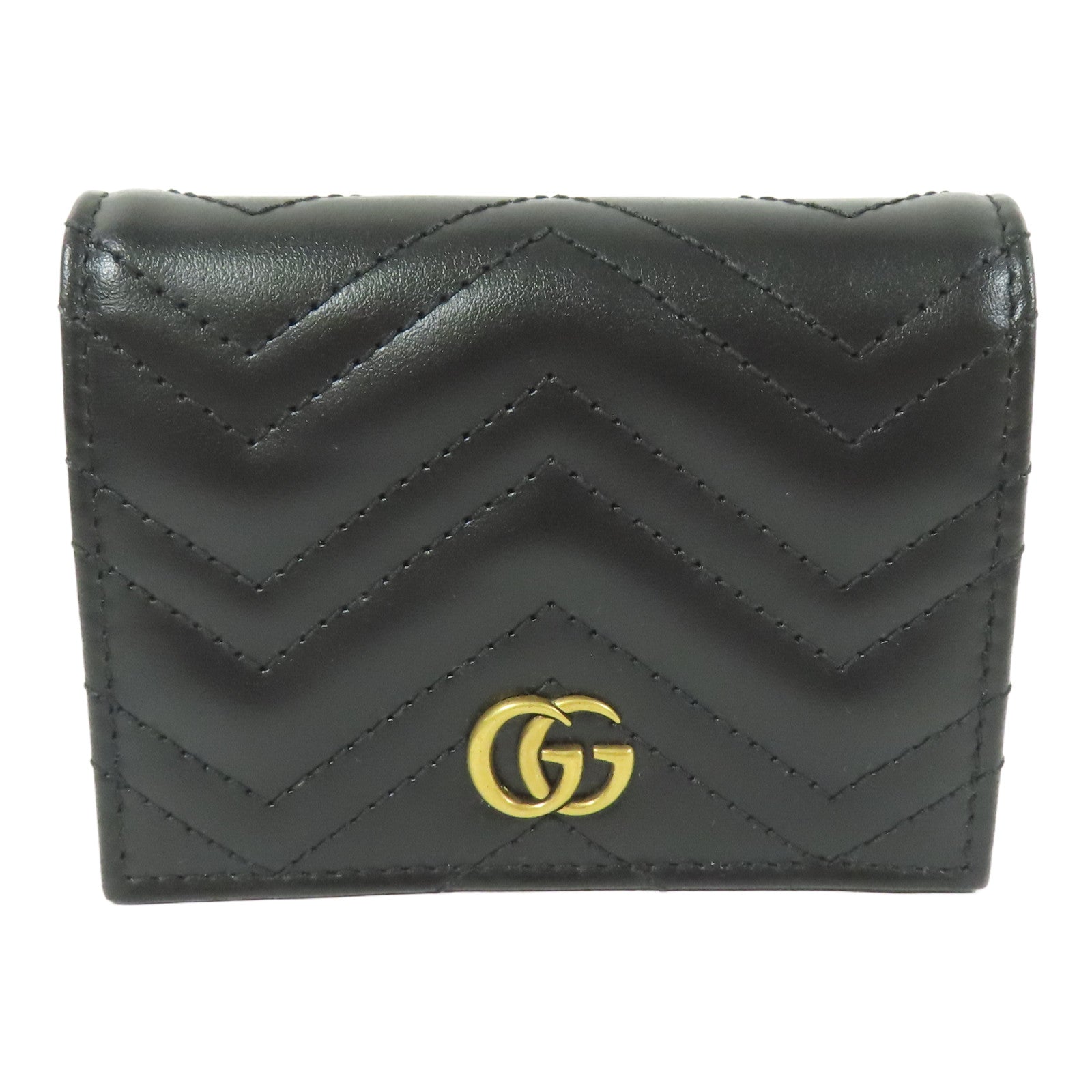 GUCCI Chevron皮革GG Marmont Small Wallet金扣錢包