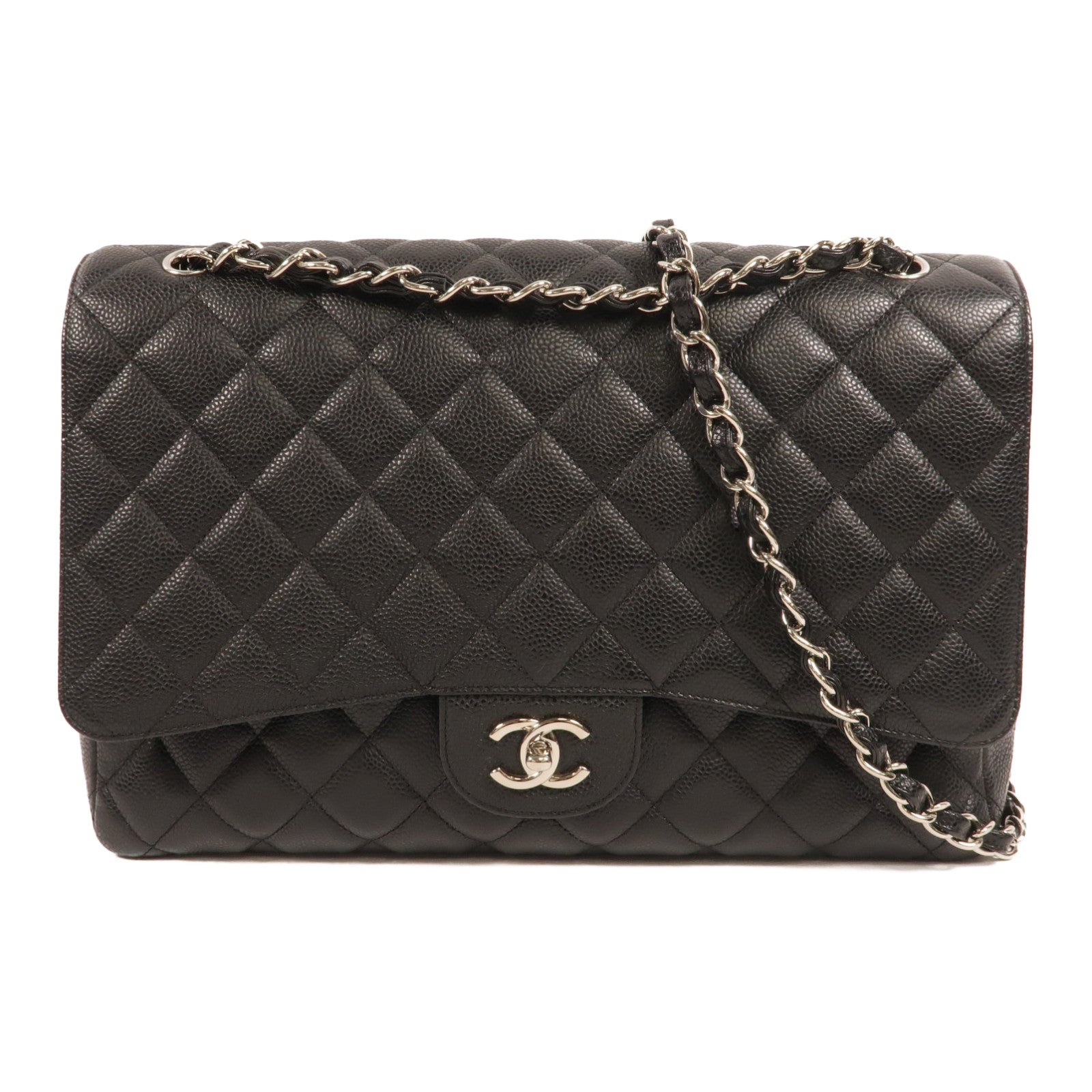 CHANEL 牛皮皮革Maxi Classic鏈帶肩背袋