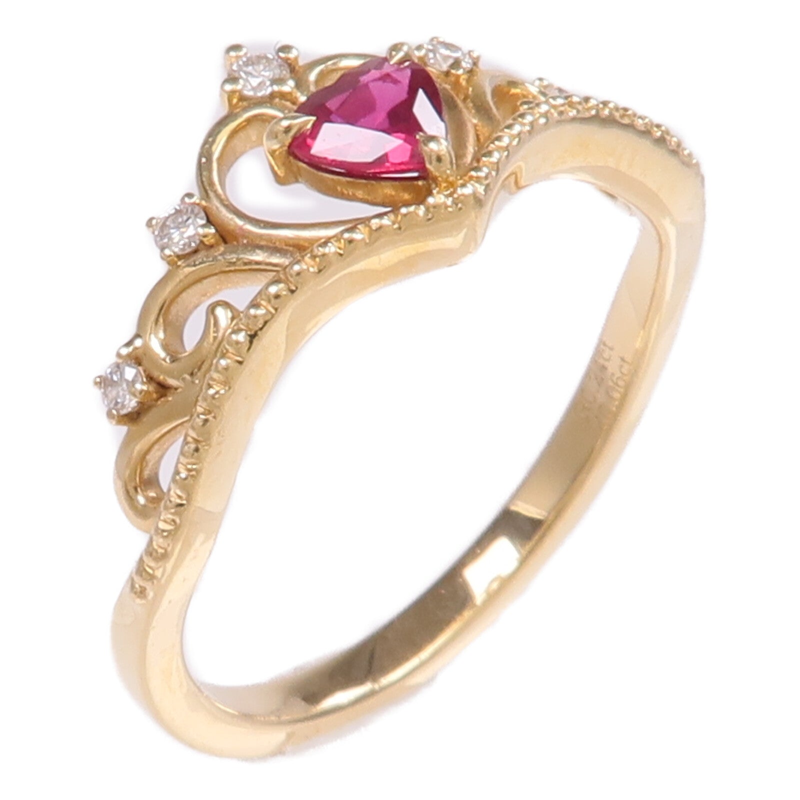 JEWELRY 【激減優惠】18K黃金Ruby Diamond Ring紅寶石/鑽石戒指US#6.5