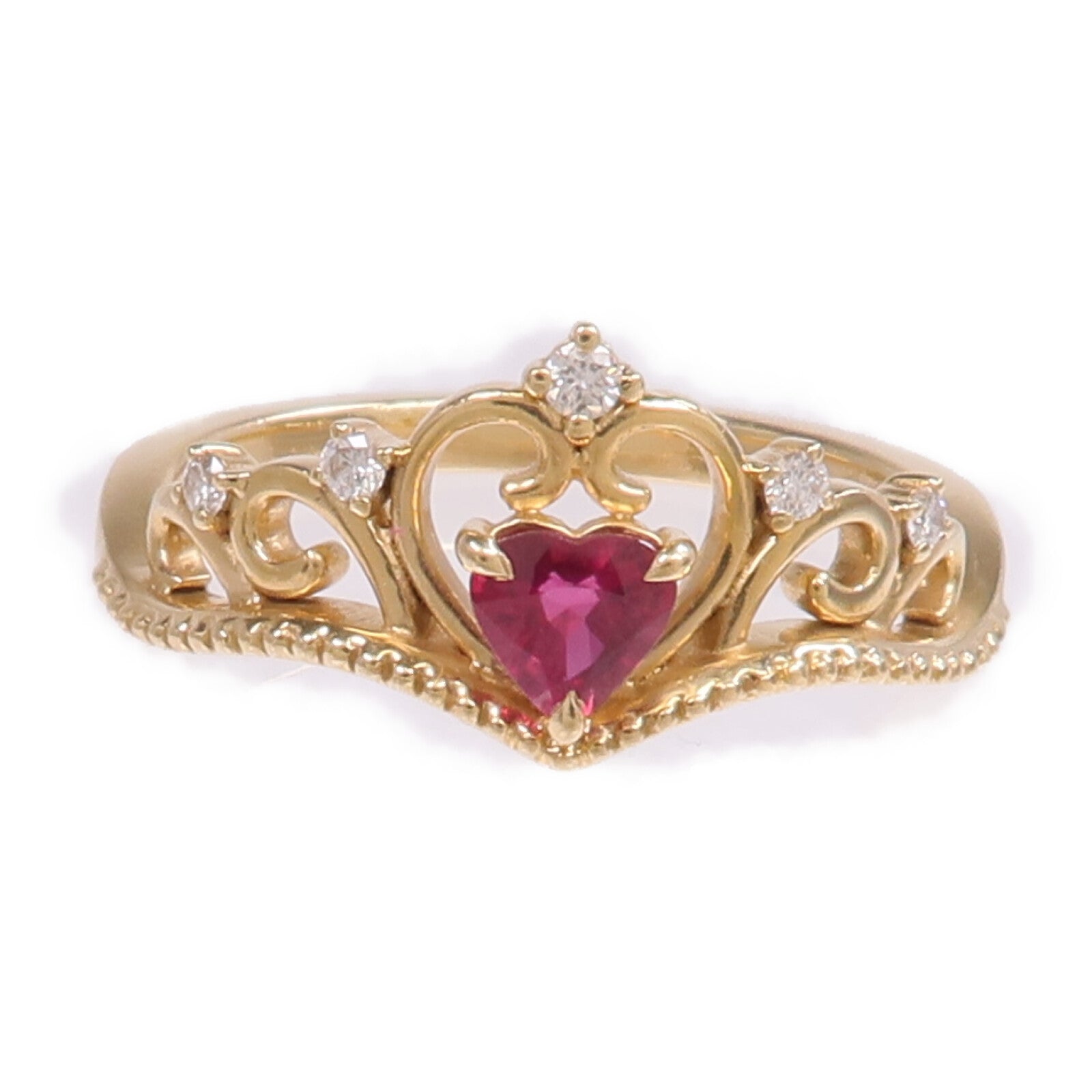 JEWELRY 【激減優惠】18K黃金Ruby Diamond Ring紅寶石/鑽石戒指US#6.5