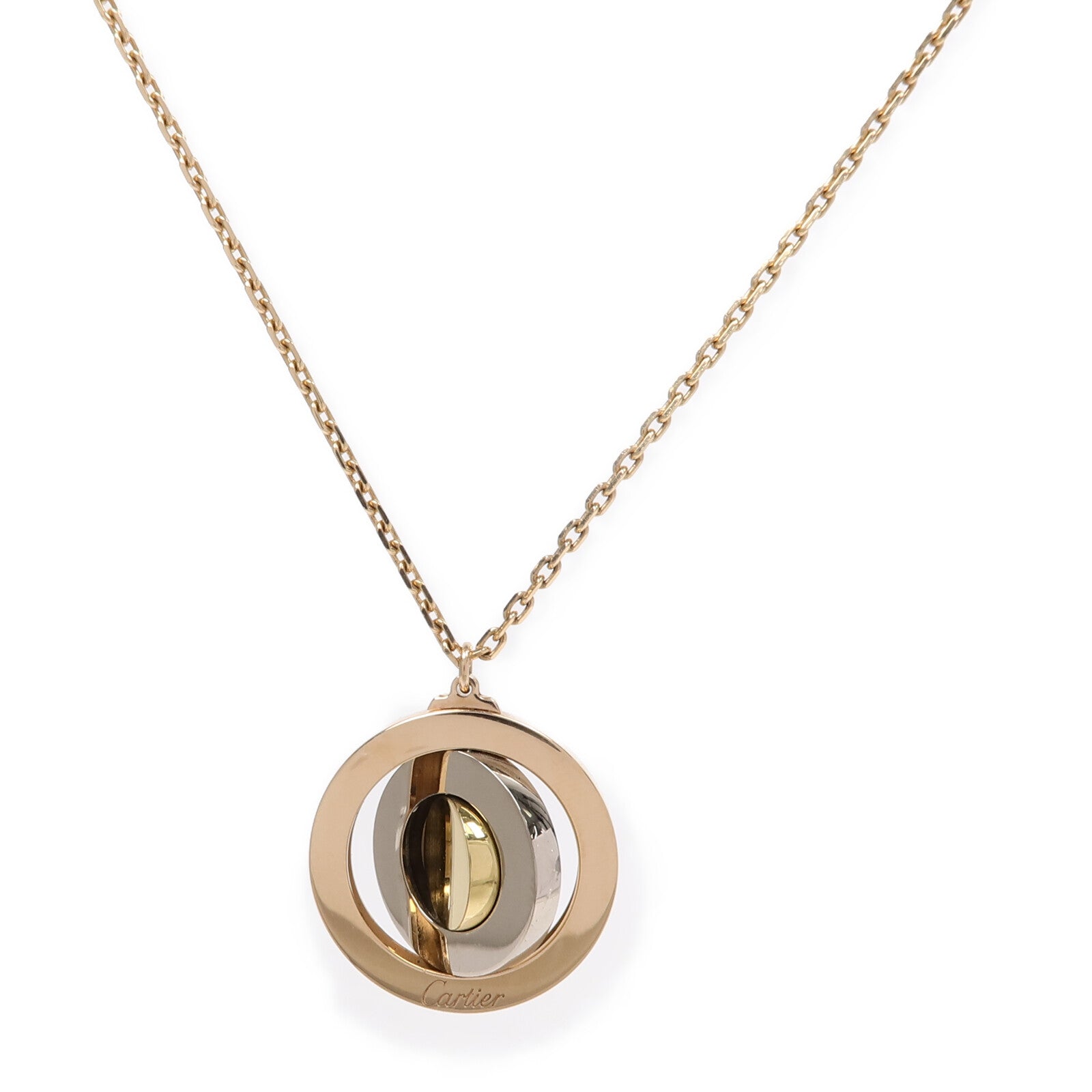 CARTIER 【激減優惠】18K黃金/白金/玫瑰金Cirular Spinning Pendent項鍊