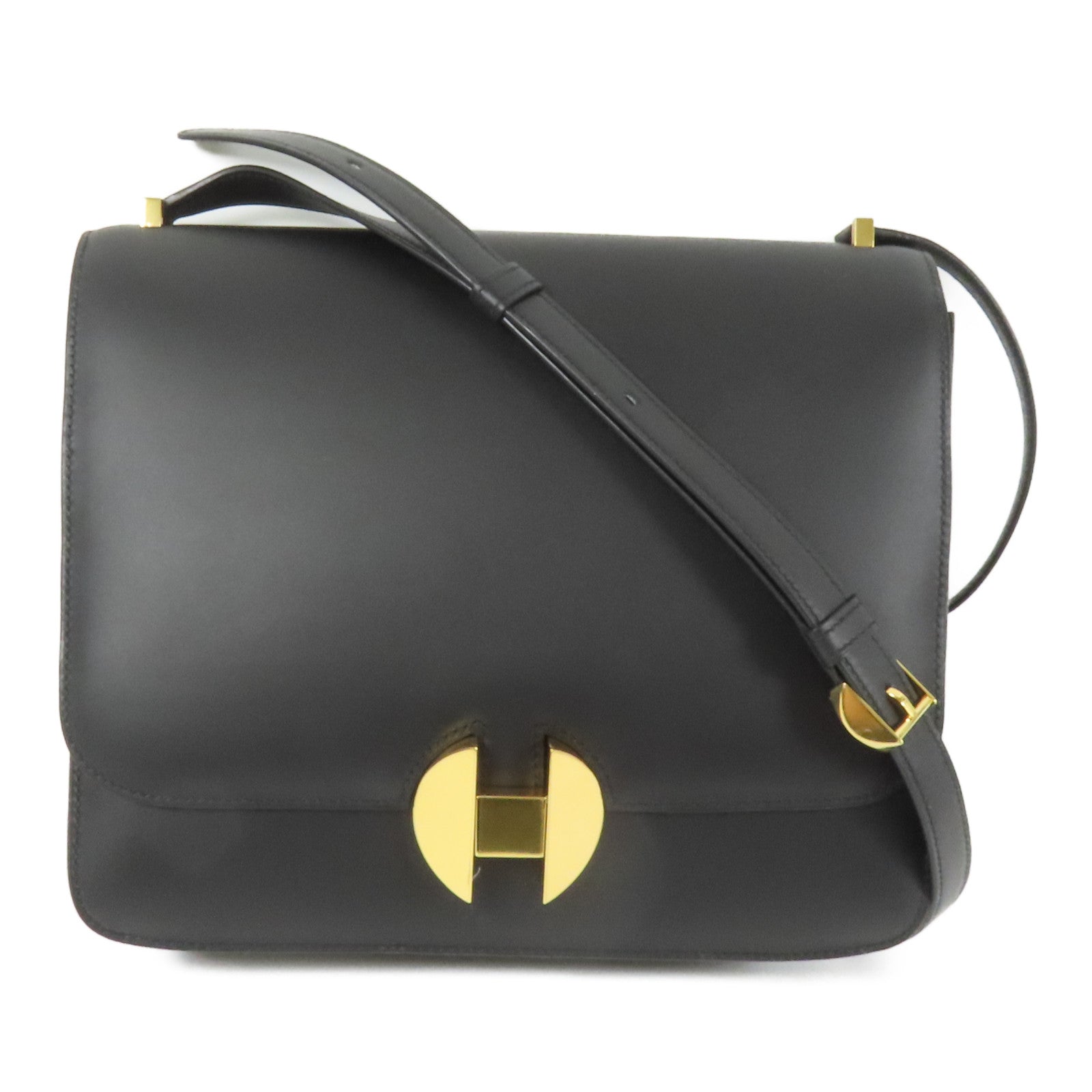 HERMES 【激減優惠】Box Calf皮革2002 26金扣肩背袋Noir