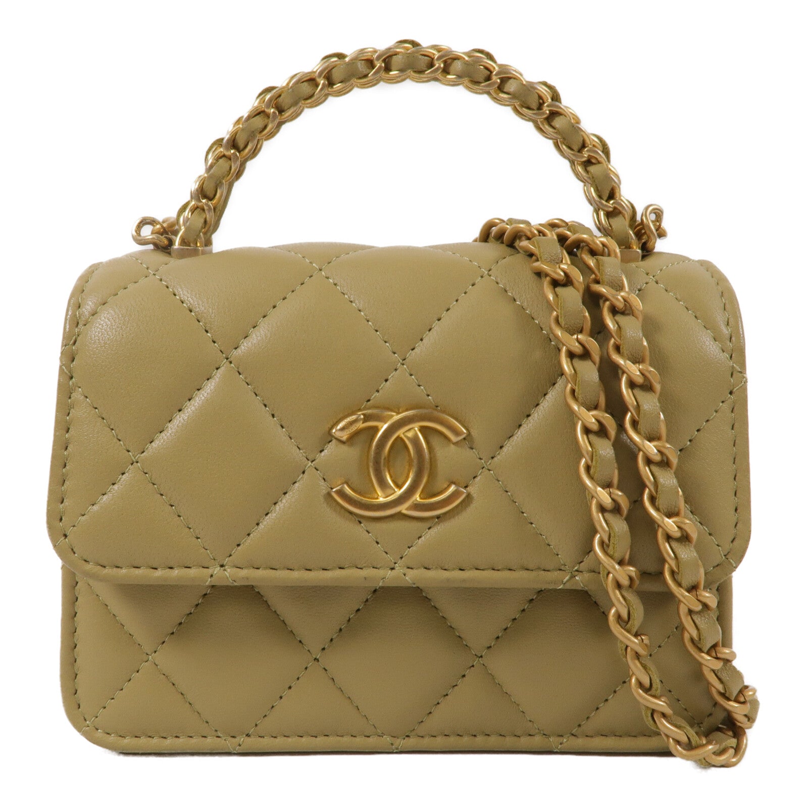 CHANEL 羊皮皮革Chain Shoulder鏈帶手挽肩背兩用袋