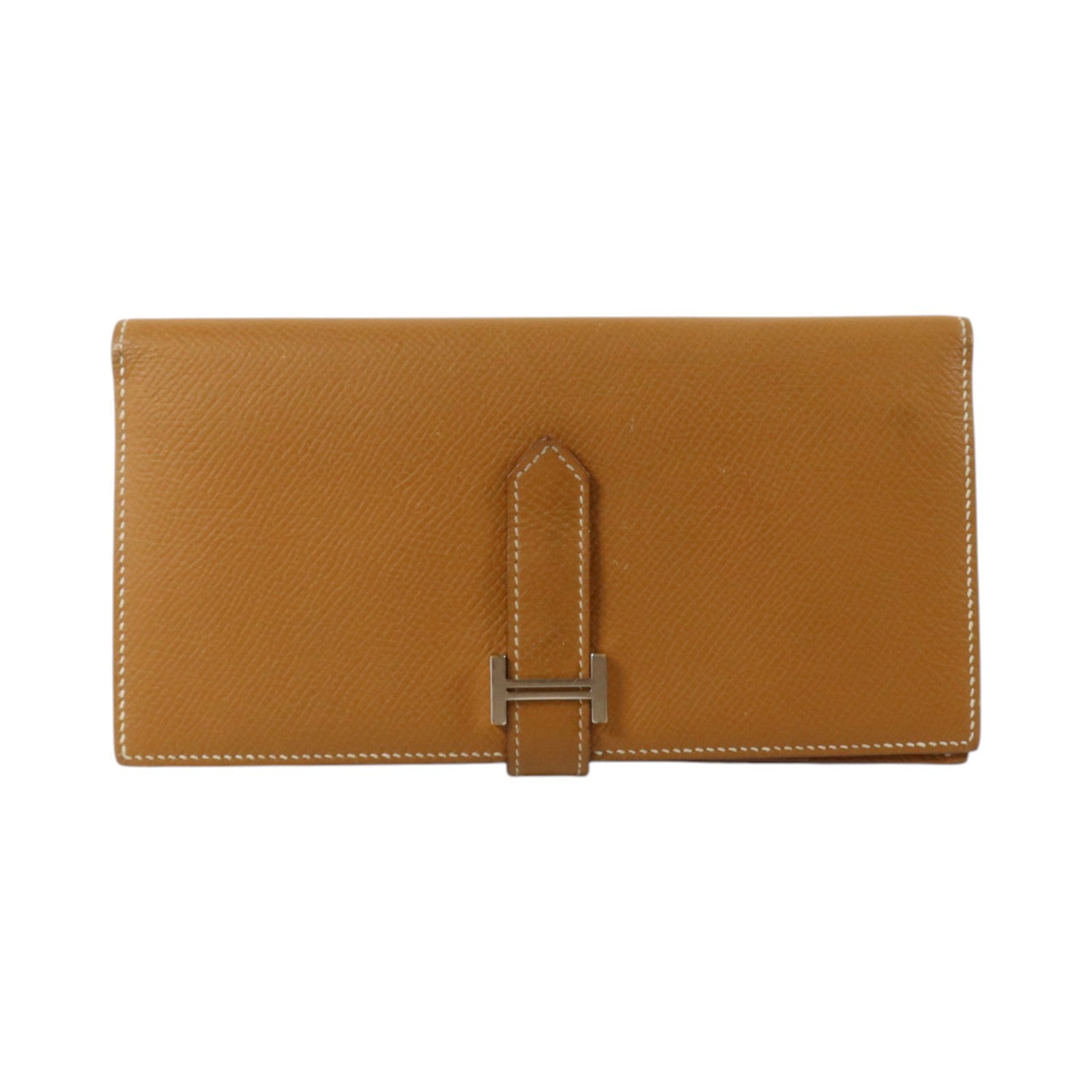 HERMES Epsom皮革Bearn Long Wallet銀扣長錢包Gold