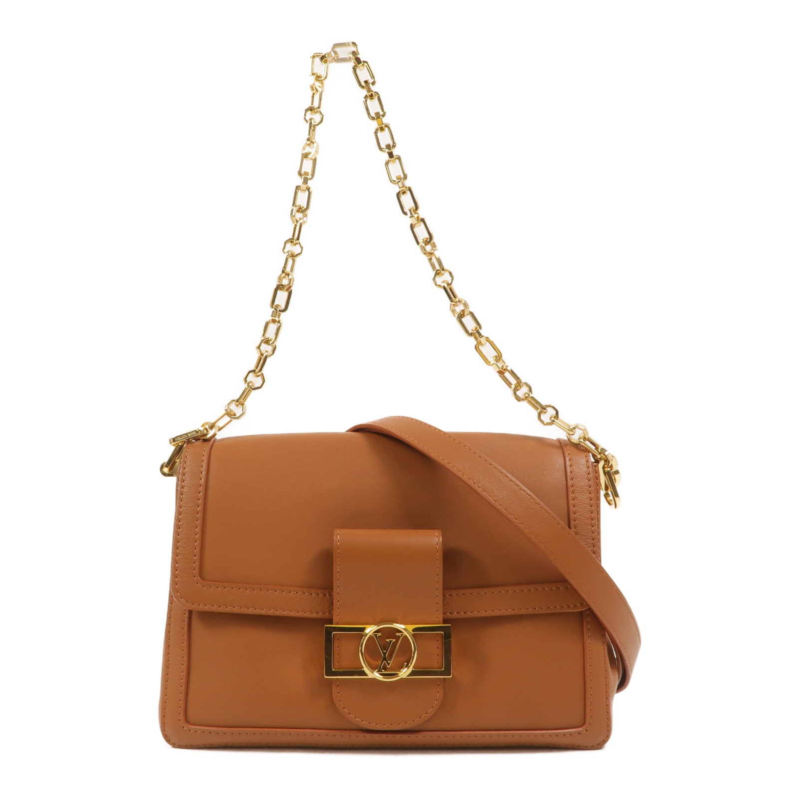 LOUIS VUITTON 牛皮皮革Dauphine Soft MM鏈帶手挽肩背兩用袋