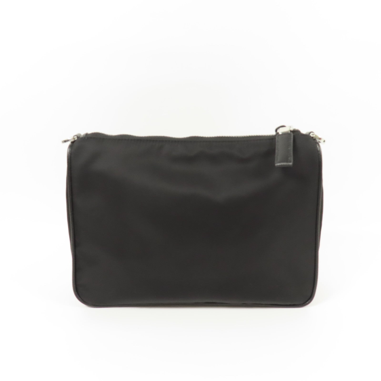 PRADA 尼龍/Saffiano皮革Re-Nylon and Saffiano Shoulder Bag銀扣肩背袋